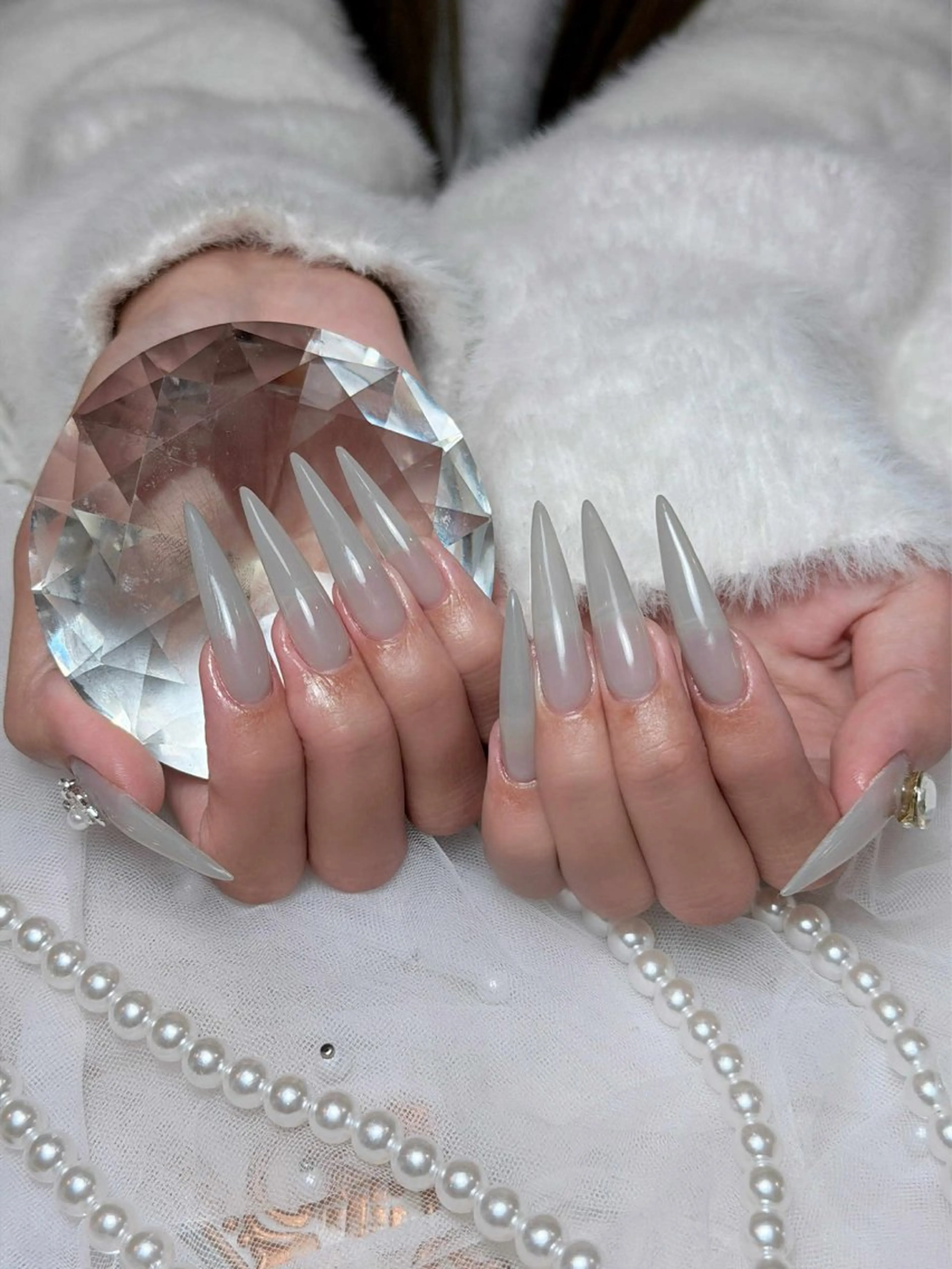 ネイル オーロラネイル ボルドー ブラウン 氷ネイル・うるうるネイル キラキラネイル ハンドネイル Julli NailStudioのネイルデザイン