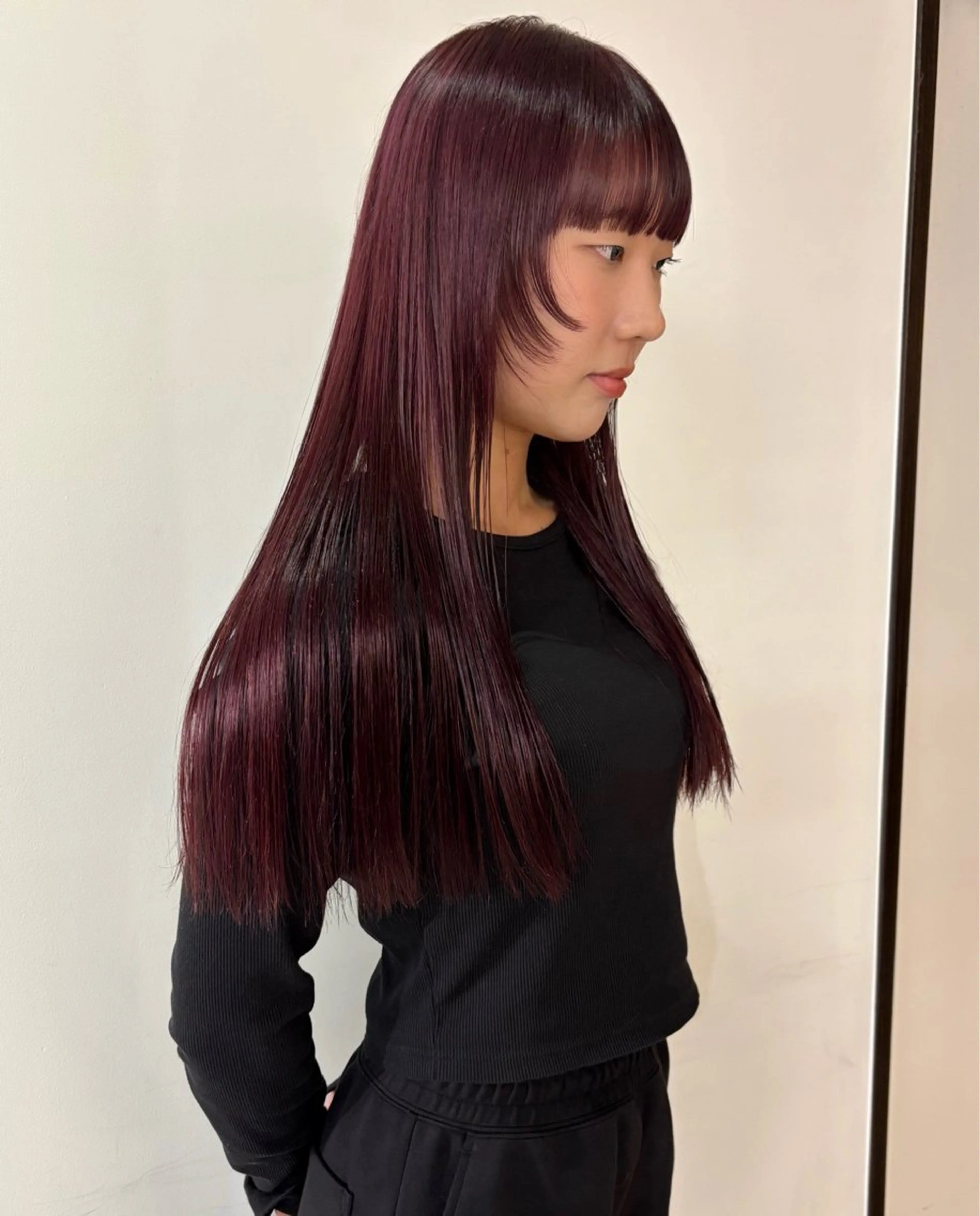 カラー ブリーチ レッドカラー ヘアカラー rinka/暖色 ボブカットモデルのヘアスタイル