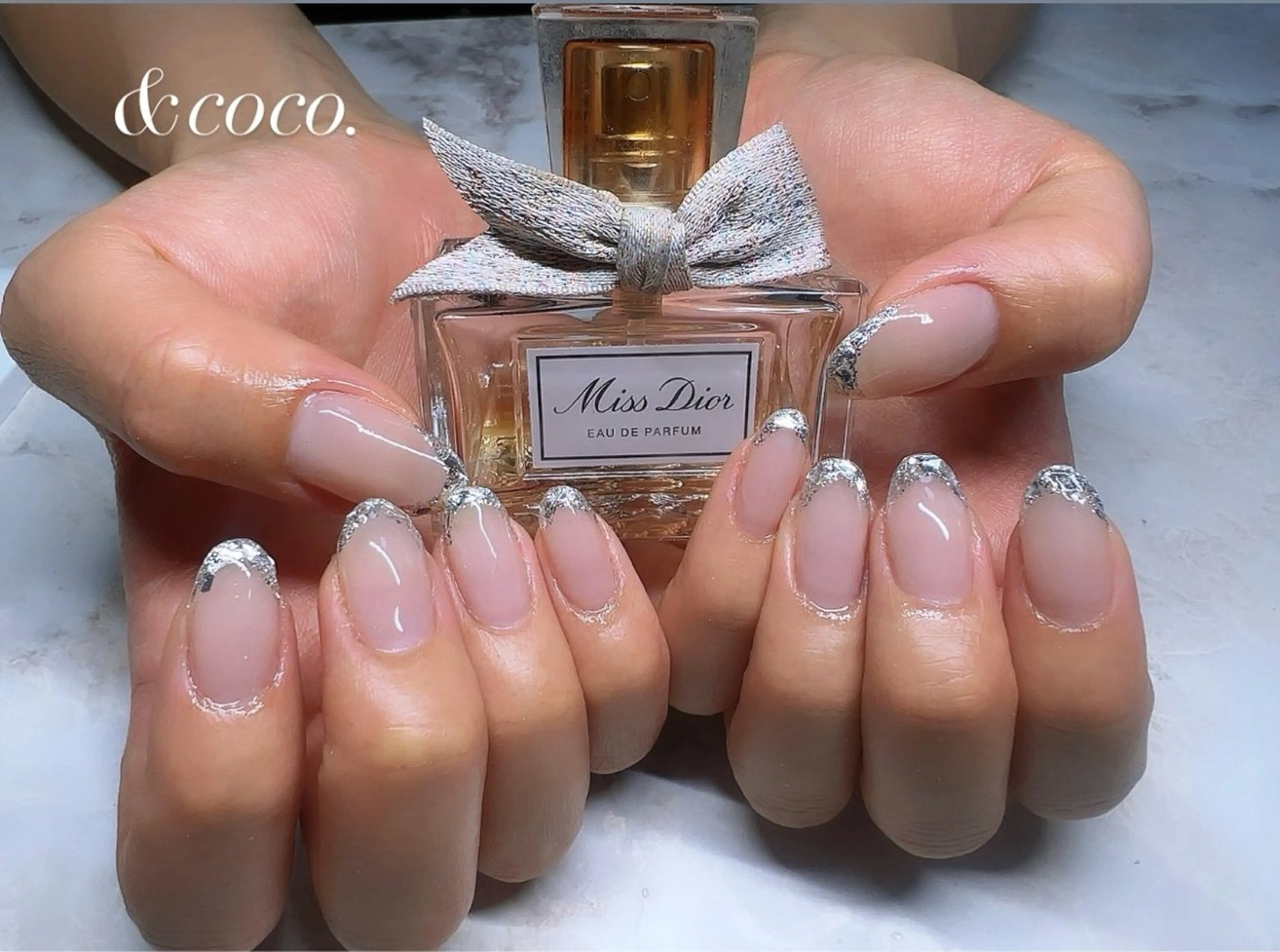 ネイル フレンチネイル ガラスフレンチ ＆ coco.のネイルデザイン