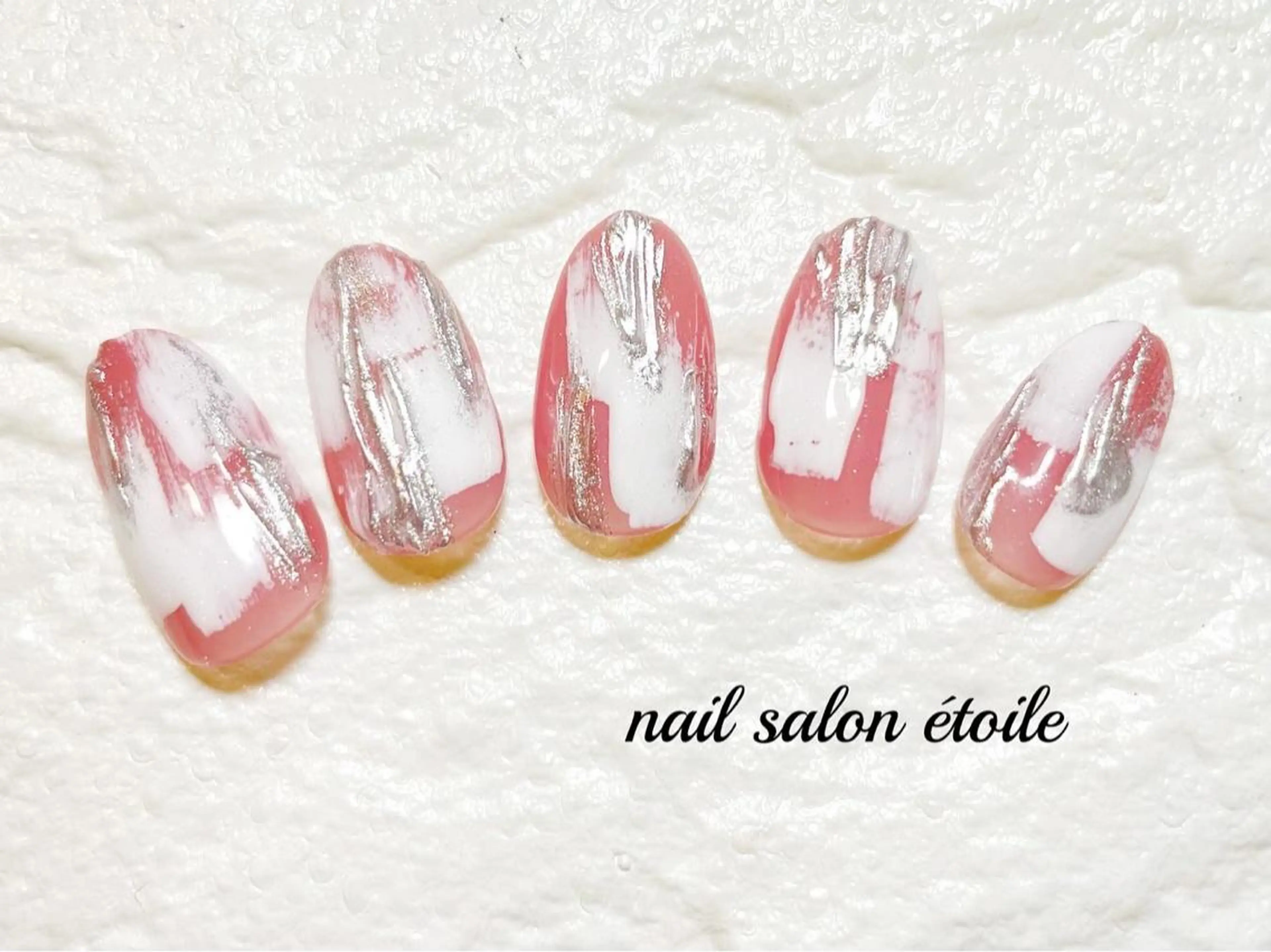ネイル ジェルネイル ミラーネイル ニュアンスネイル ピンク シルバー ハンドネイル nail salon étoileのネイルデザイン