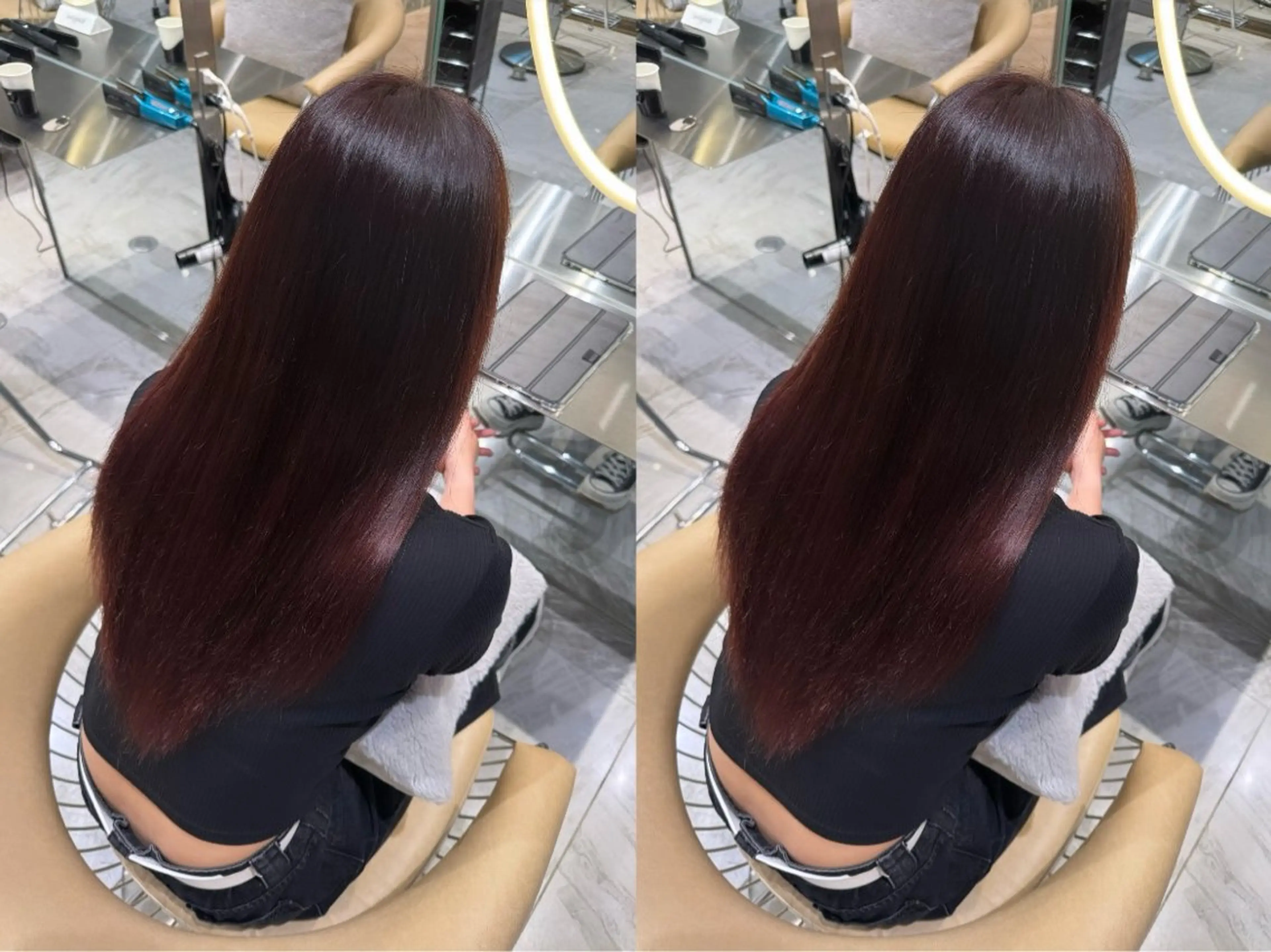 ロング カラー ゆらんちょ/ブリーチ 無w/縮毛矯正/暖色のヘアスタイル