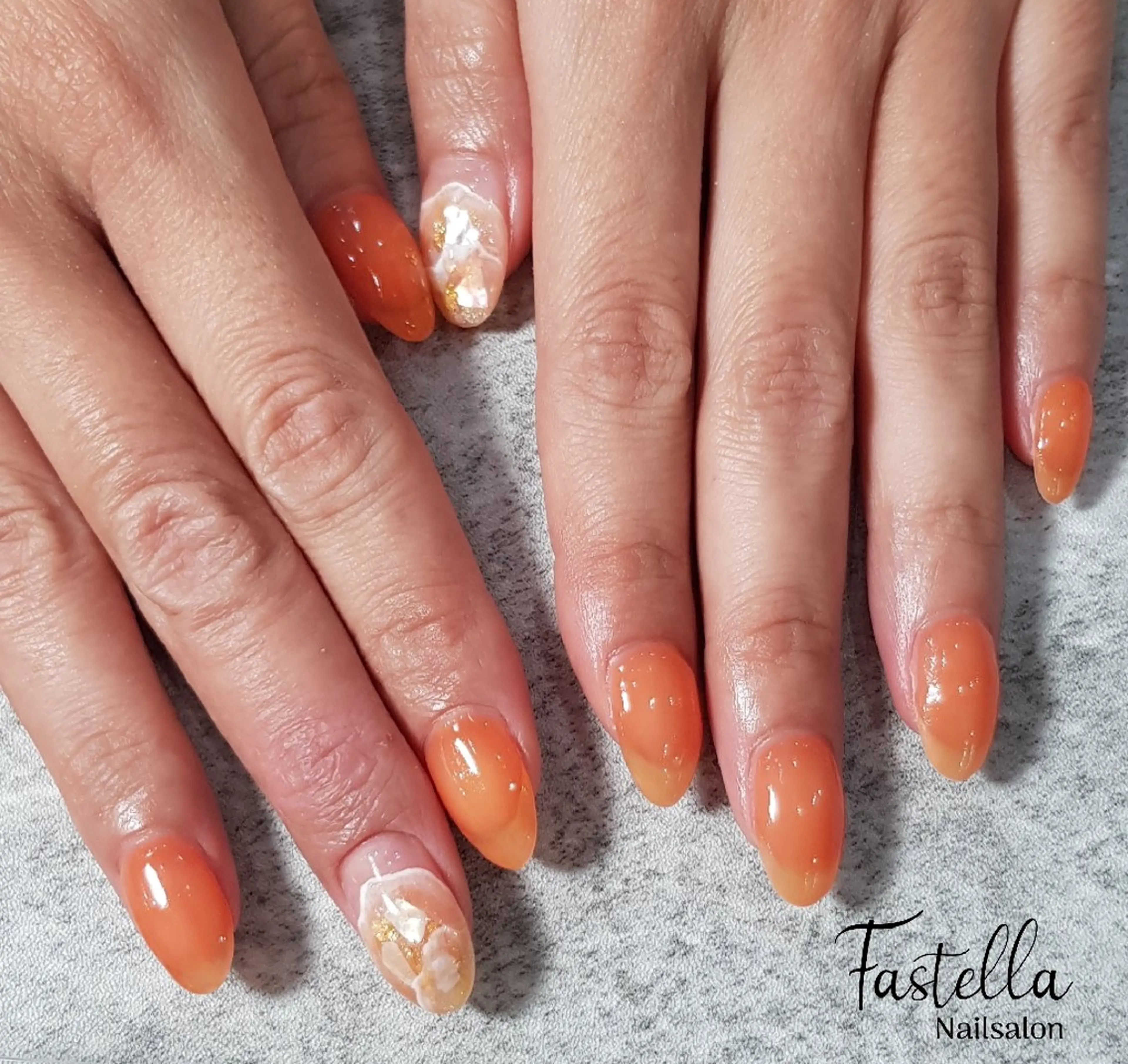 ネイル ジェルネイル オレンジ パラジェル 夏ネイル ハンドネイル Fa.Stella ファステラ のネイルデザイン