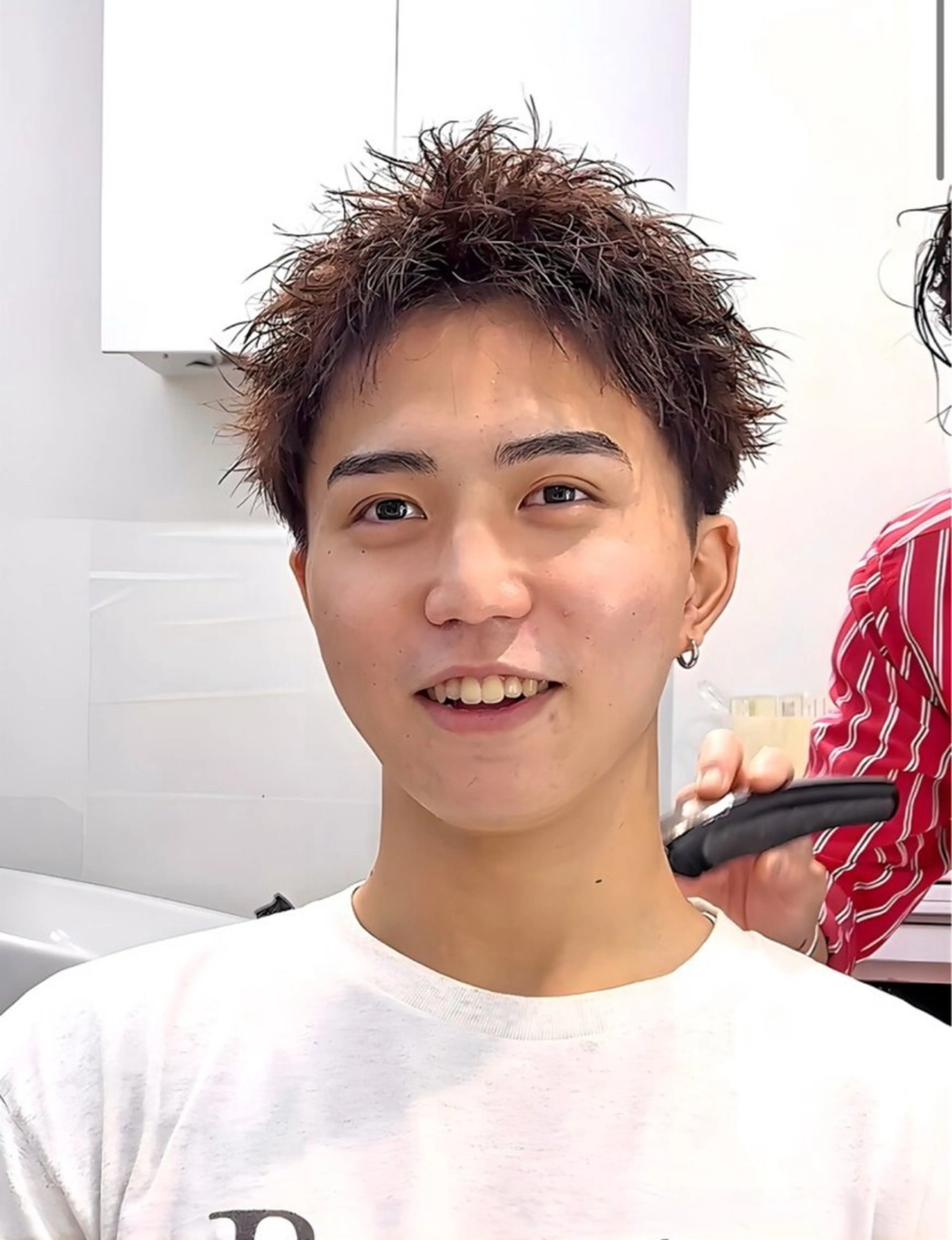 ショート メンズ アップバング メンズパーマ 似合わせカット ショートヘア カット ヘアセット メンズカット職人/ モテ髪/たくみのヘアスタイル
