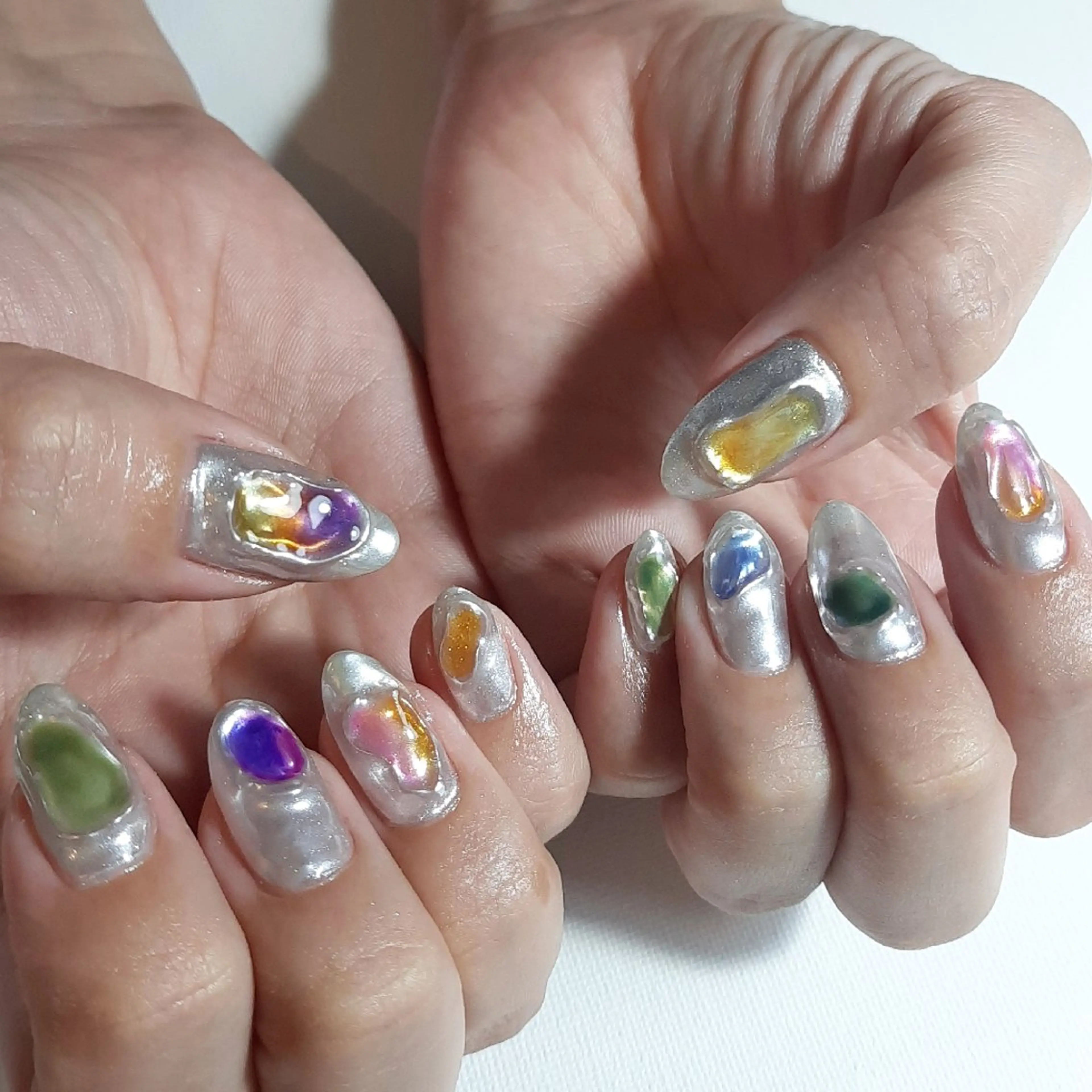 ネイル ジェルネイル ミラーネイル 持ち込み ショートネイル owlnail /持込みデザイン専門のネイルデザイン