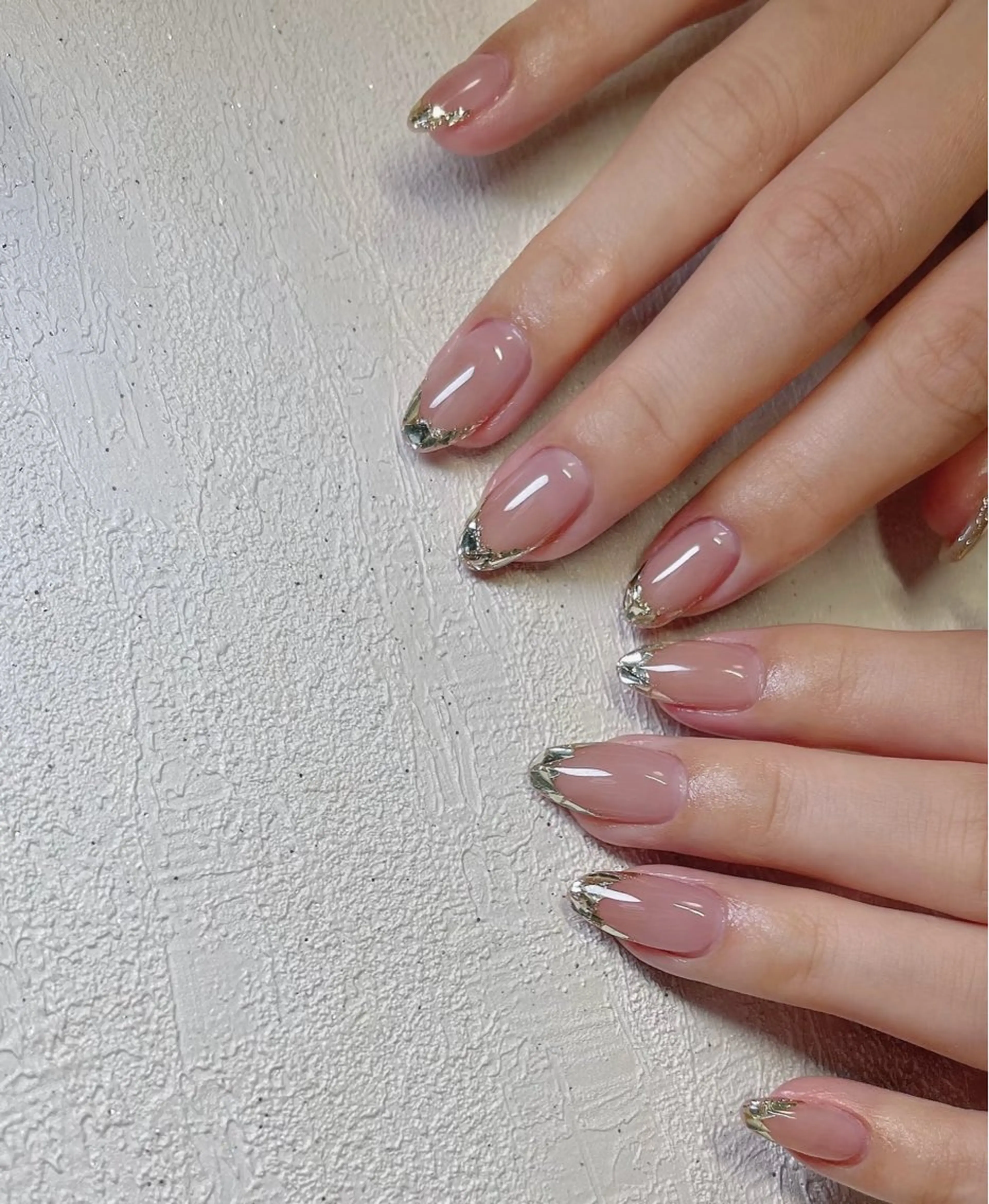 【新規自爪ジェルオフ無料】ガラスフレンチ🪩の写真