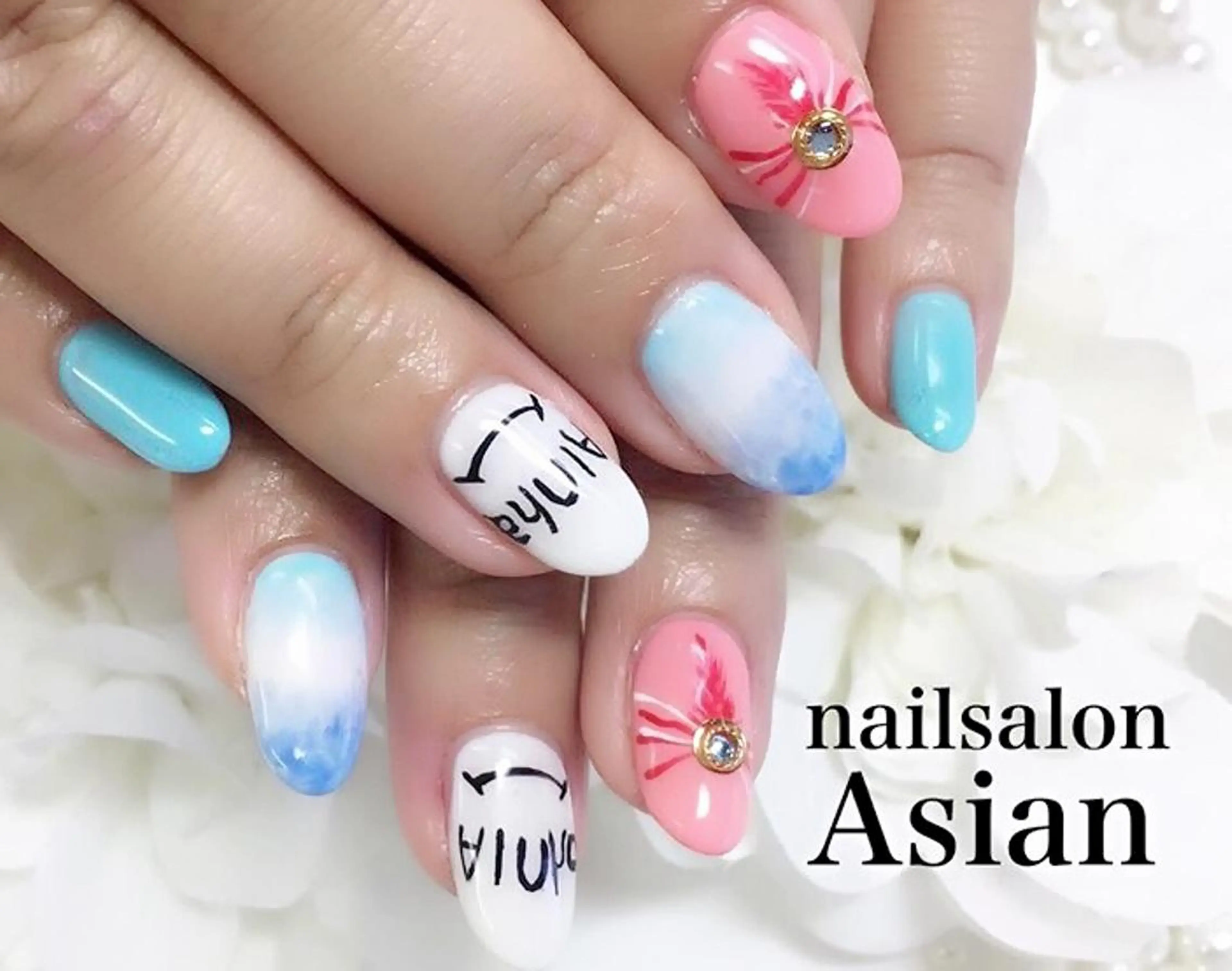 ネイル アートネイル フレンチネイル ジェルネイル ラメ(グリッター) ラメグラデーション Asian  池袋店 アジアンのネイルデザイン