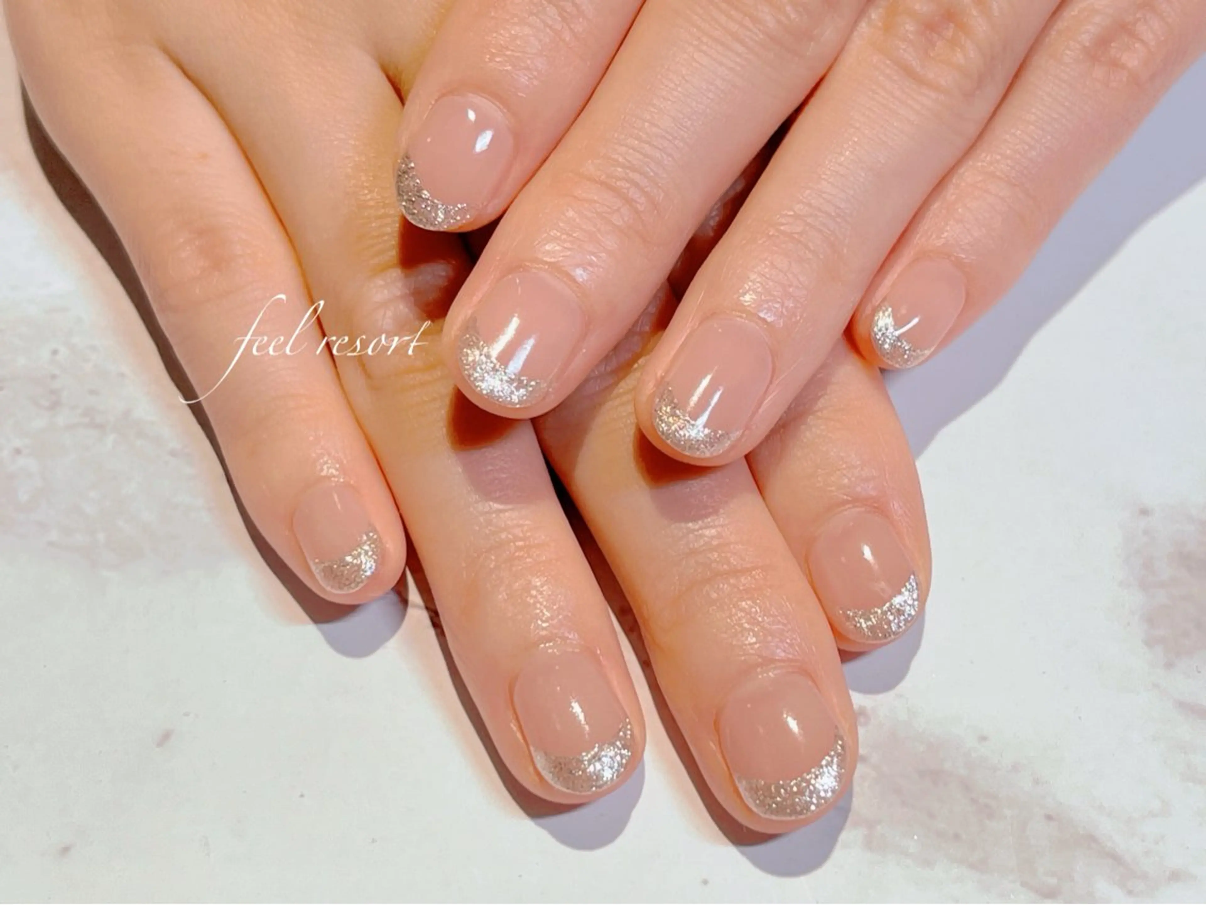 ネイル 長さ出し フットネイル フレンチネイル ジェルネイル ガラスフレンチ Lien（リアン） 銀座駅6分のネイルデザイン