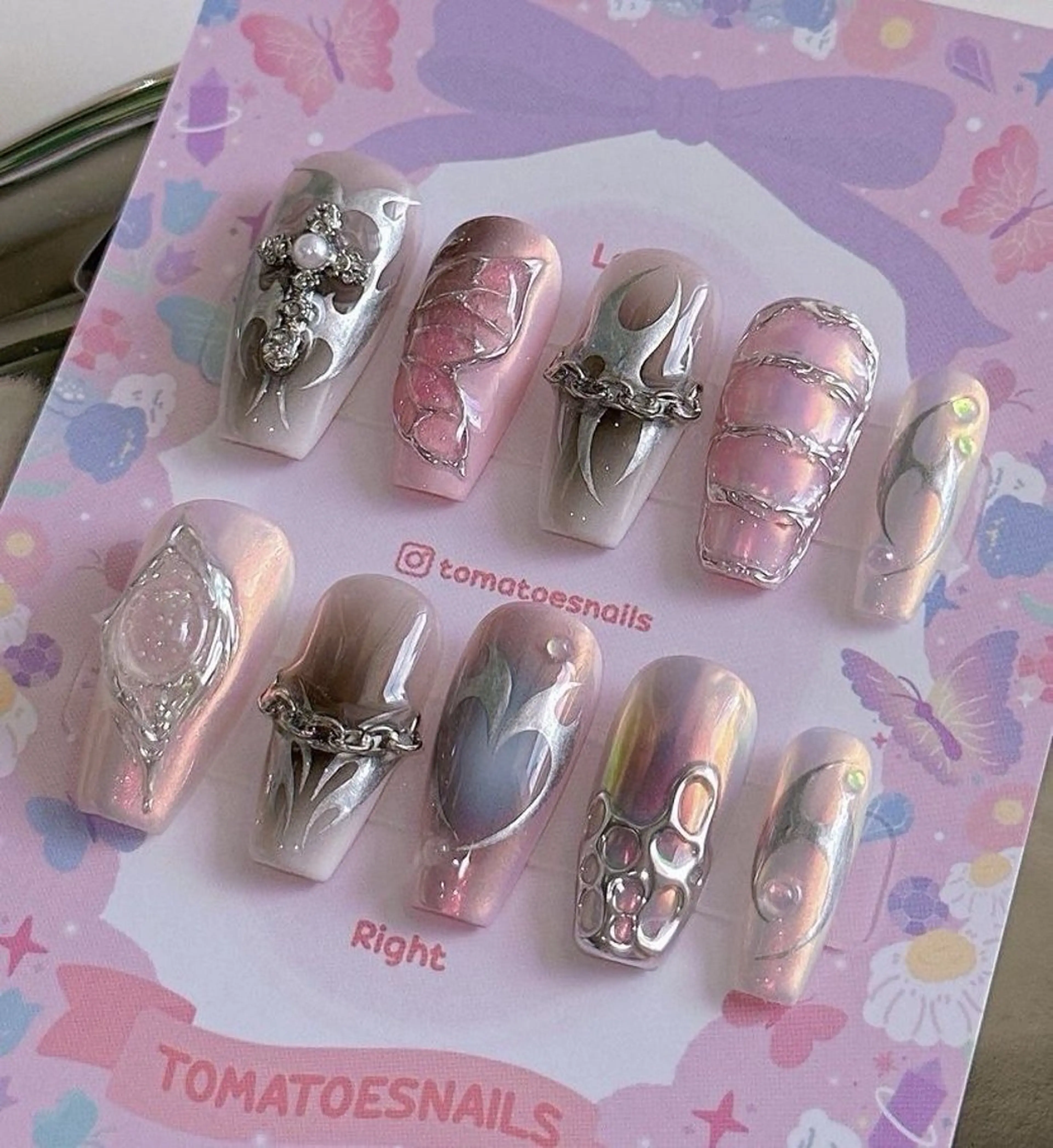 ネイル マグネットネイル ミラーネイル 冬ネイル Lee Nailsのネイルデザイン