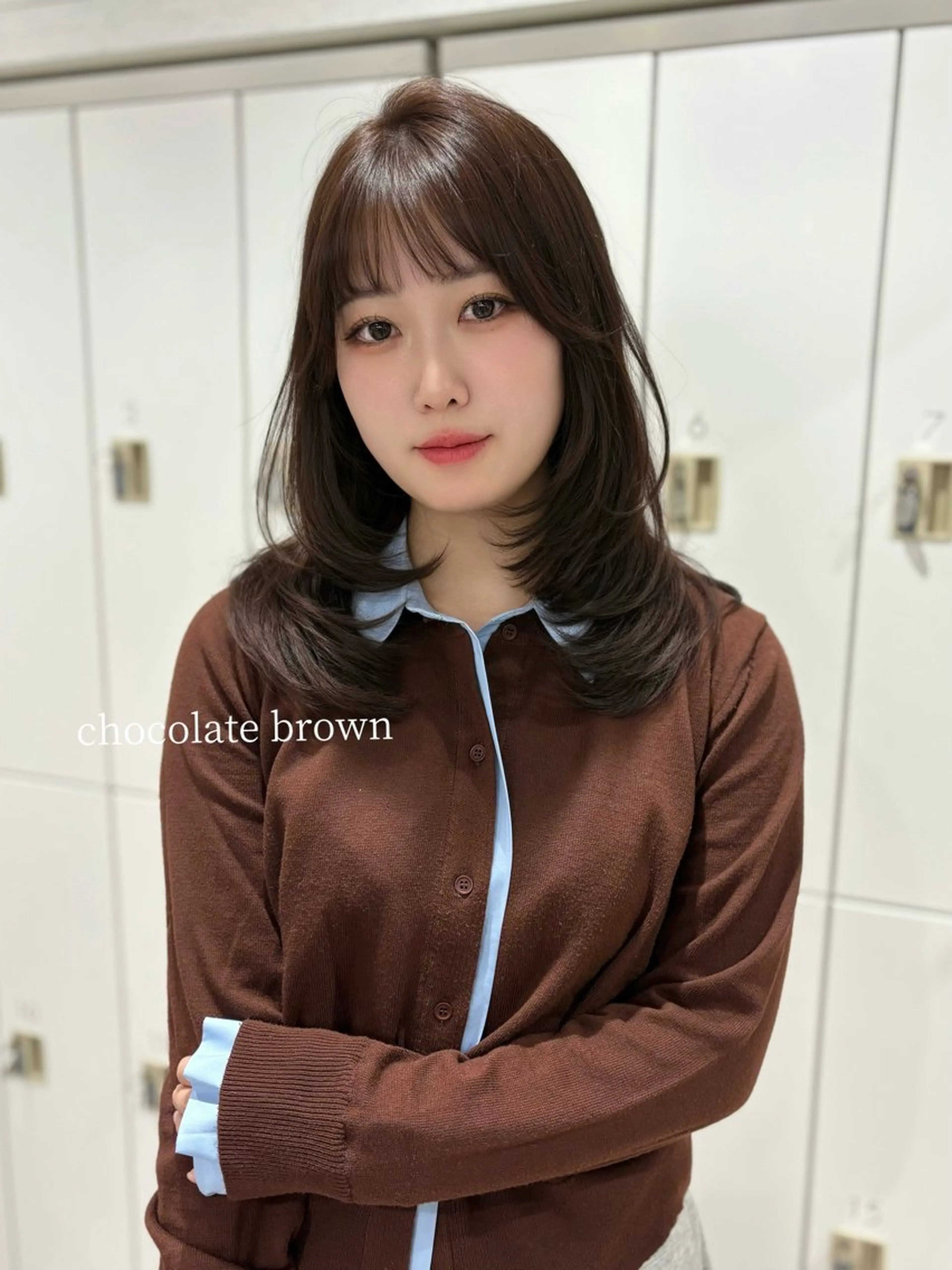 ロング カラー ブラウンカラー チョコレートブラウン レイヤーカット MEI🎀つやカラー 🎀レイヤー🎀渋谷のヘアスタイル