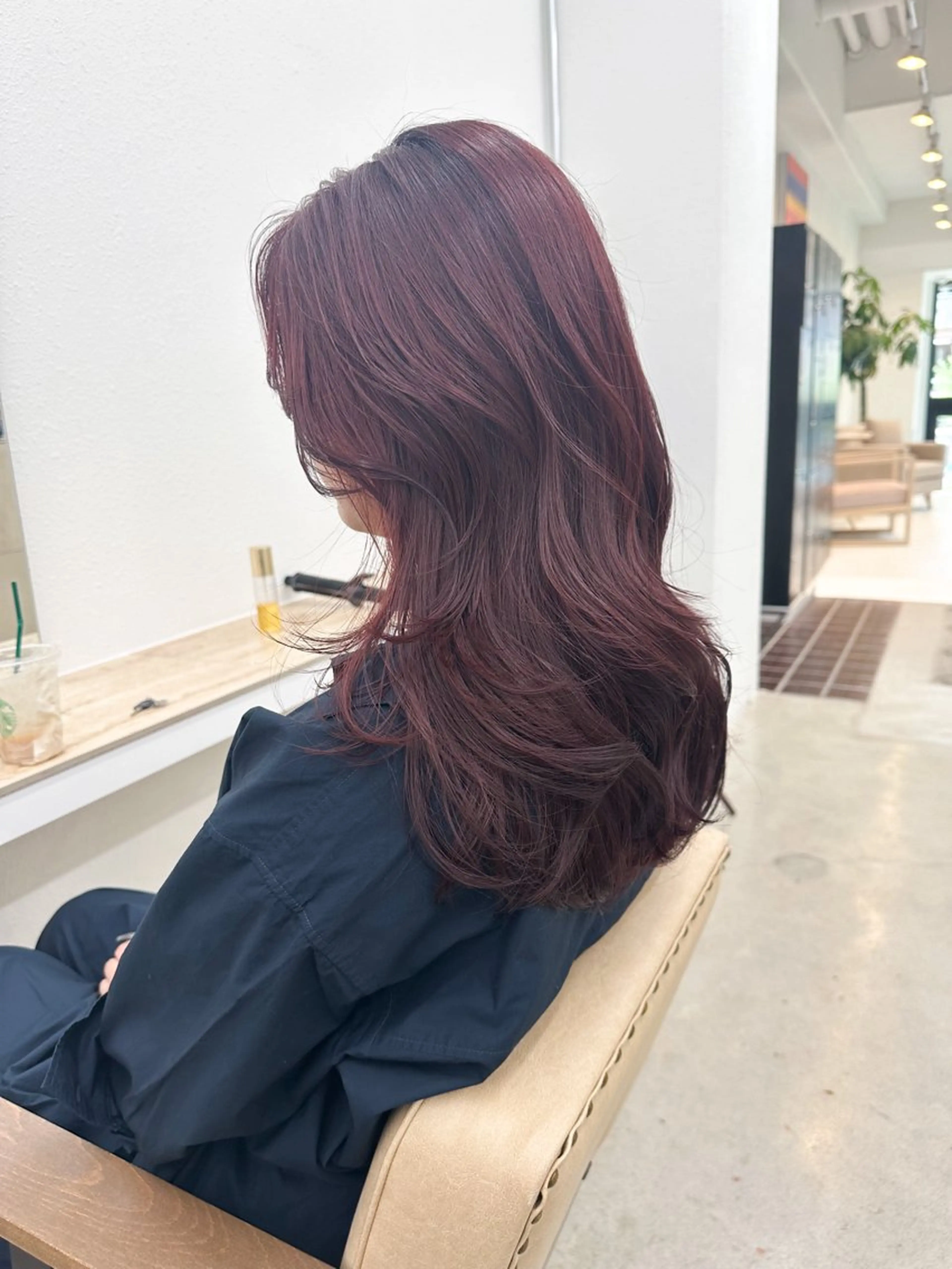 セミロング カラー レッドカラー 🌼透明感艶カラー オリーブ🌼河村咲のヘアスタイル