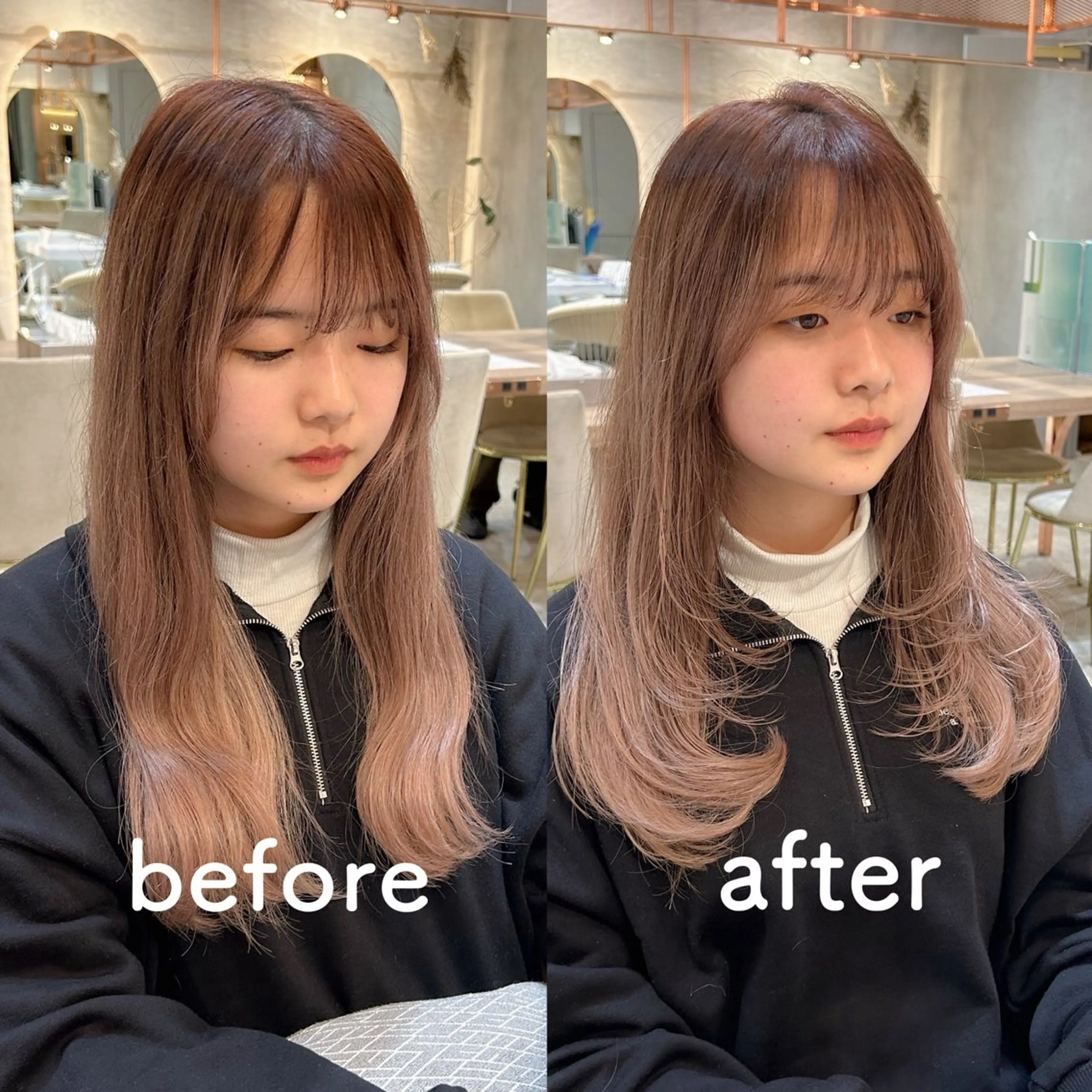 ミディアム ミディアムレイヤー 顔まわりレイヤー レイヤーカット ハッシュカット/韓国 レイヤー/カハナのヘアスタイル