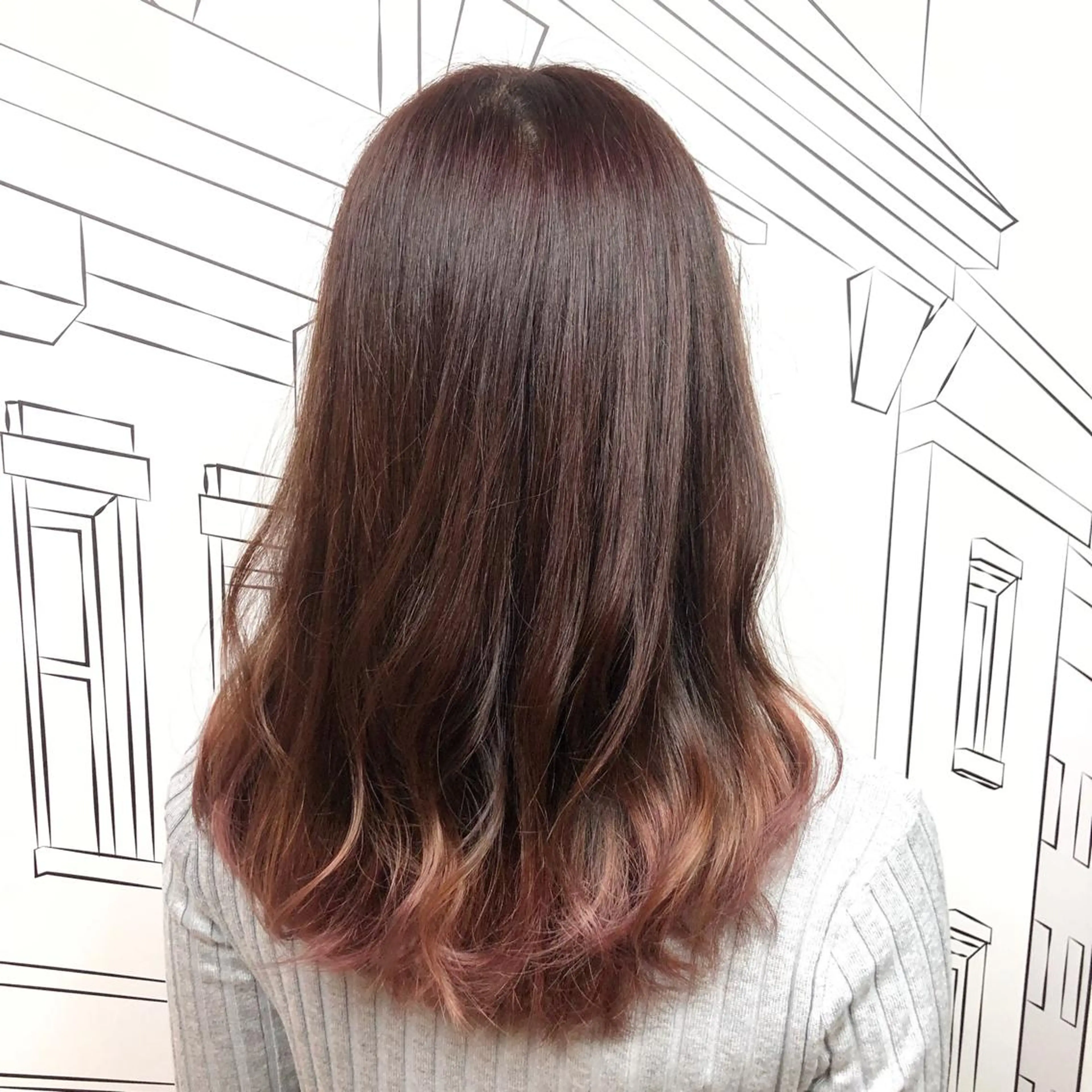 ミディアム カラー ピンクカラー TOMOKA 艶髪/透明感カラーのヘアスタイル