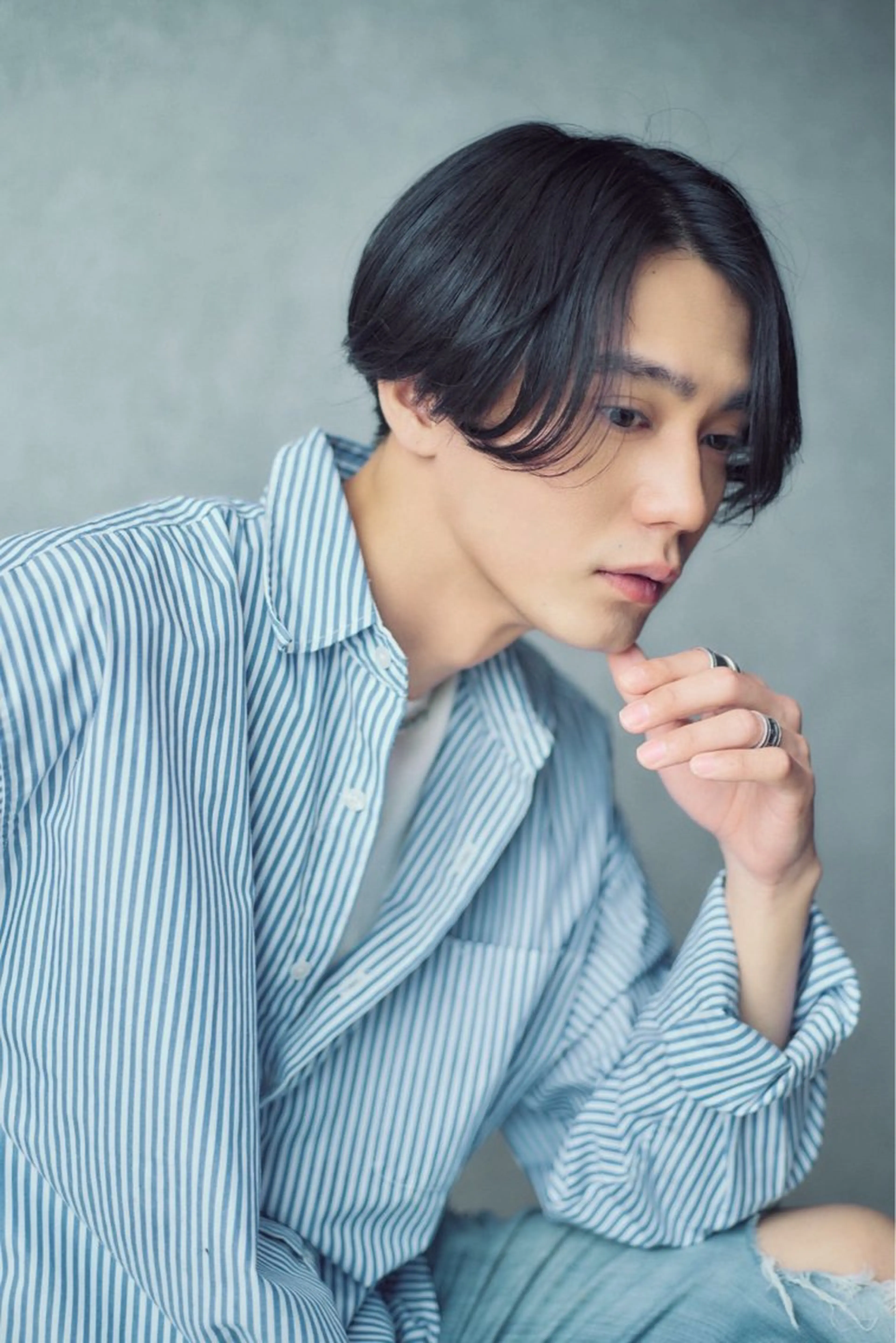 ショート メンズ センターパート 峯園 希翔のヘアスタイル