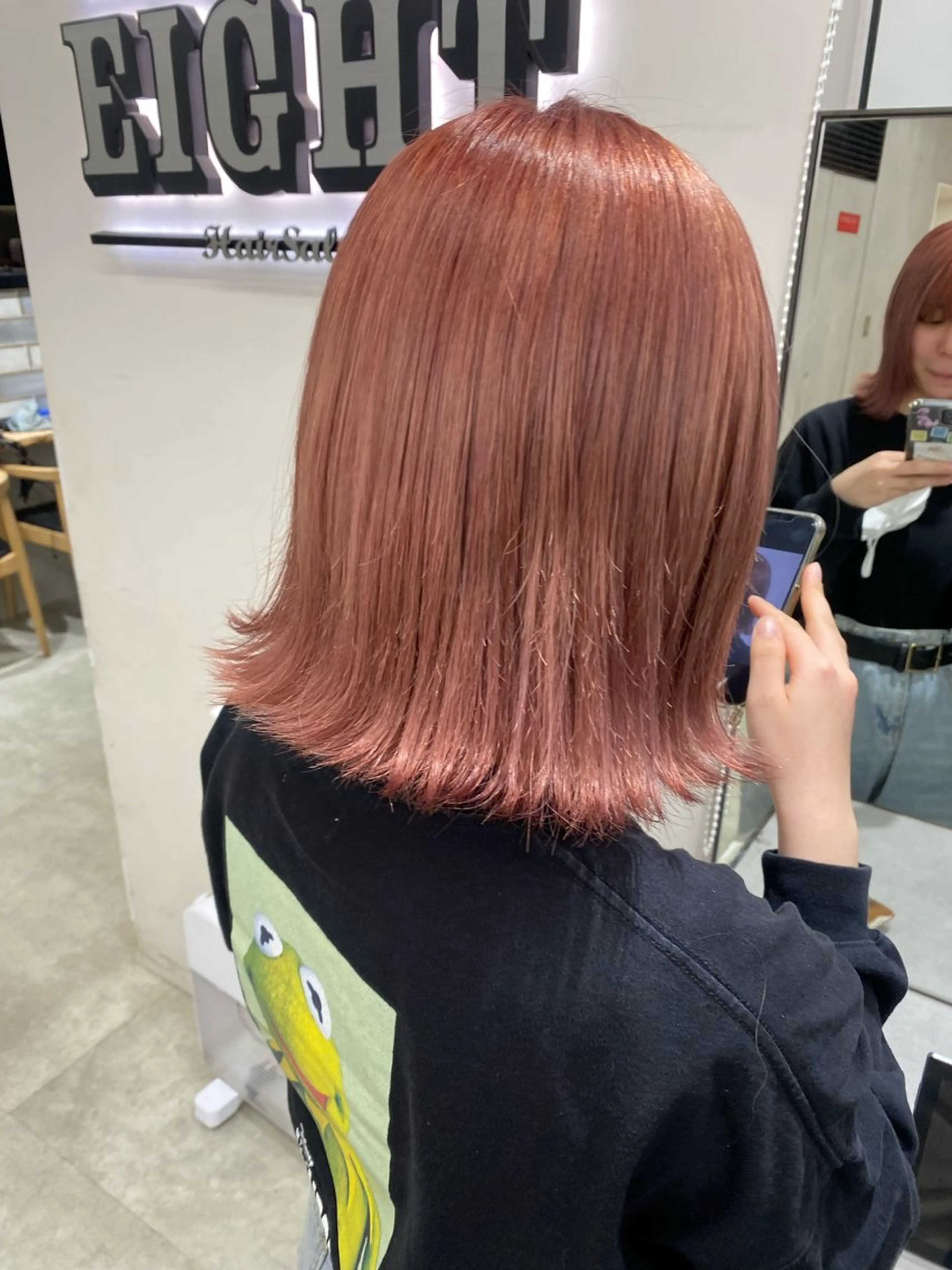 ミディアム カラー ボブレイヤー ベージュカラー ケアカラー 透明感カラー ダブルカラー ヘアカラー トリートメント ピンク/ベージュ /似合わせ/田島百華のヘアスタイル