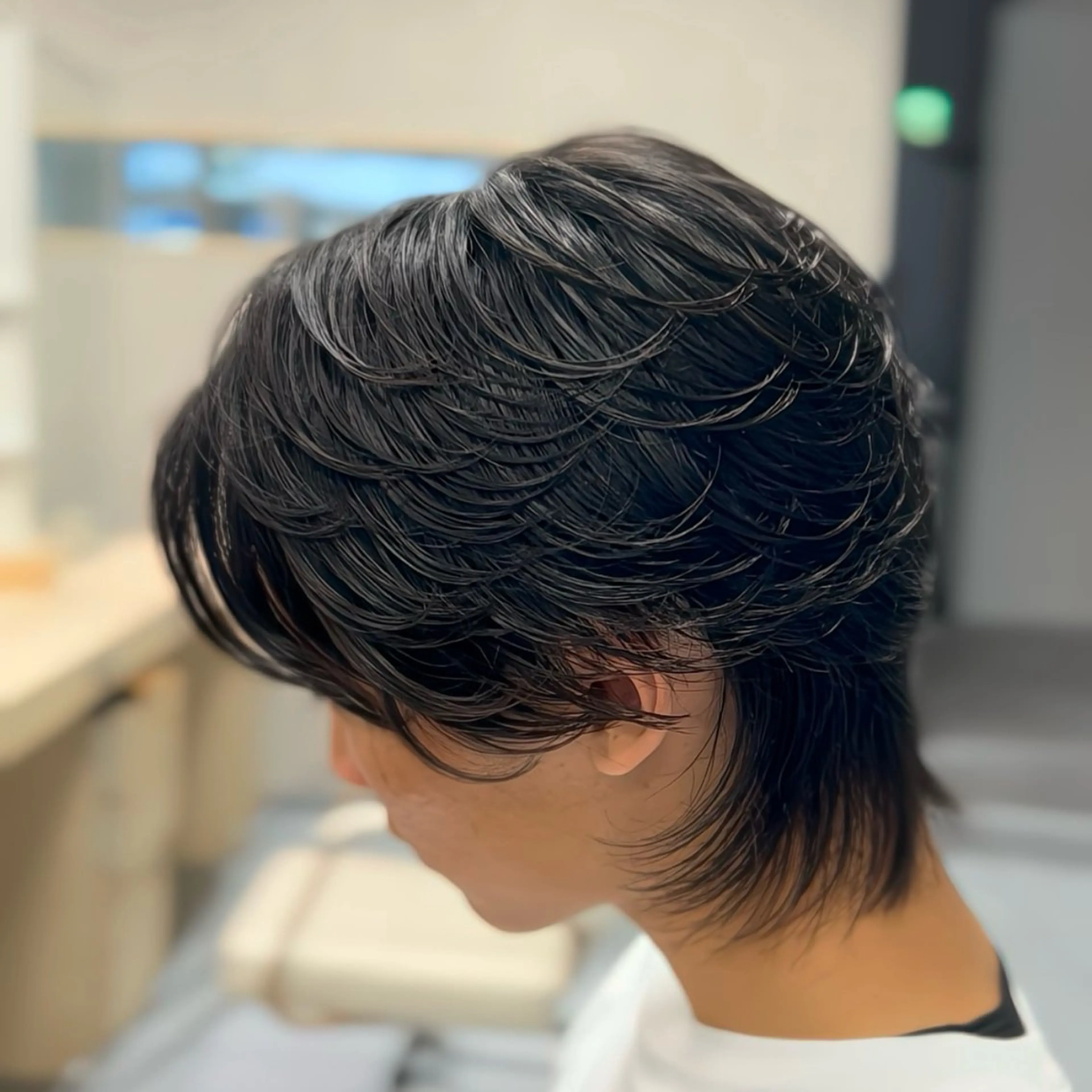 セミロング パーマ メンズ センターパート メンズパーマ メンズウルフカット セミロングパーマ ウルフカット カット パーマ トリートメント 🔮メンズ縮毛矯正 メンズパーマ💎竹永のヘアスタイル