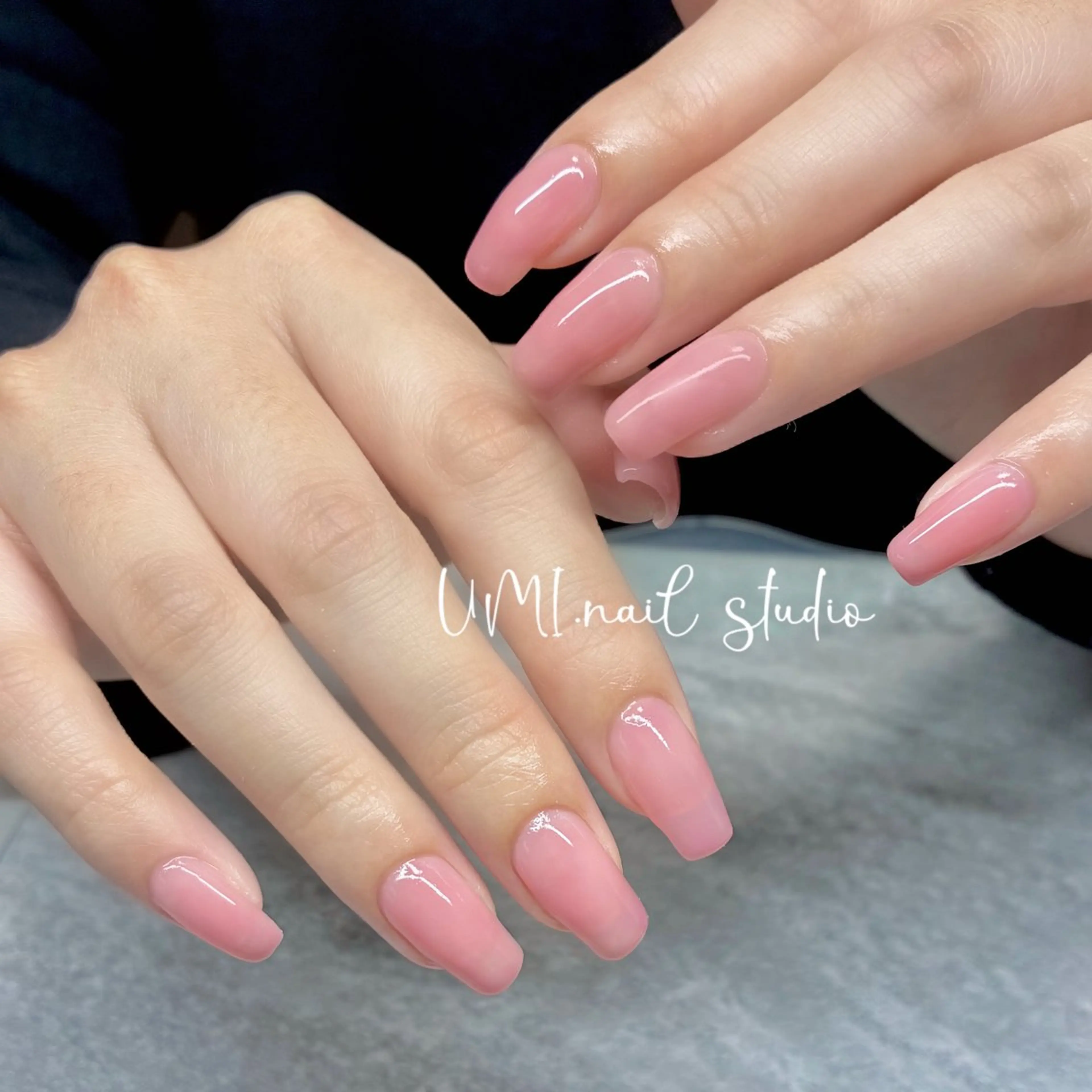 ネイル 桜ネイル ワンカラーネイル 春ネイル ハンドネイル UMI.nail studioのネイルデザイン