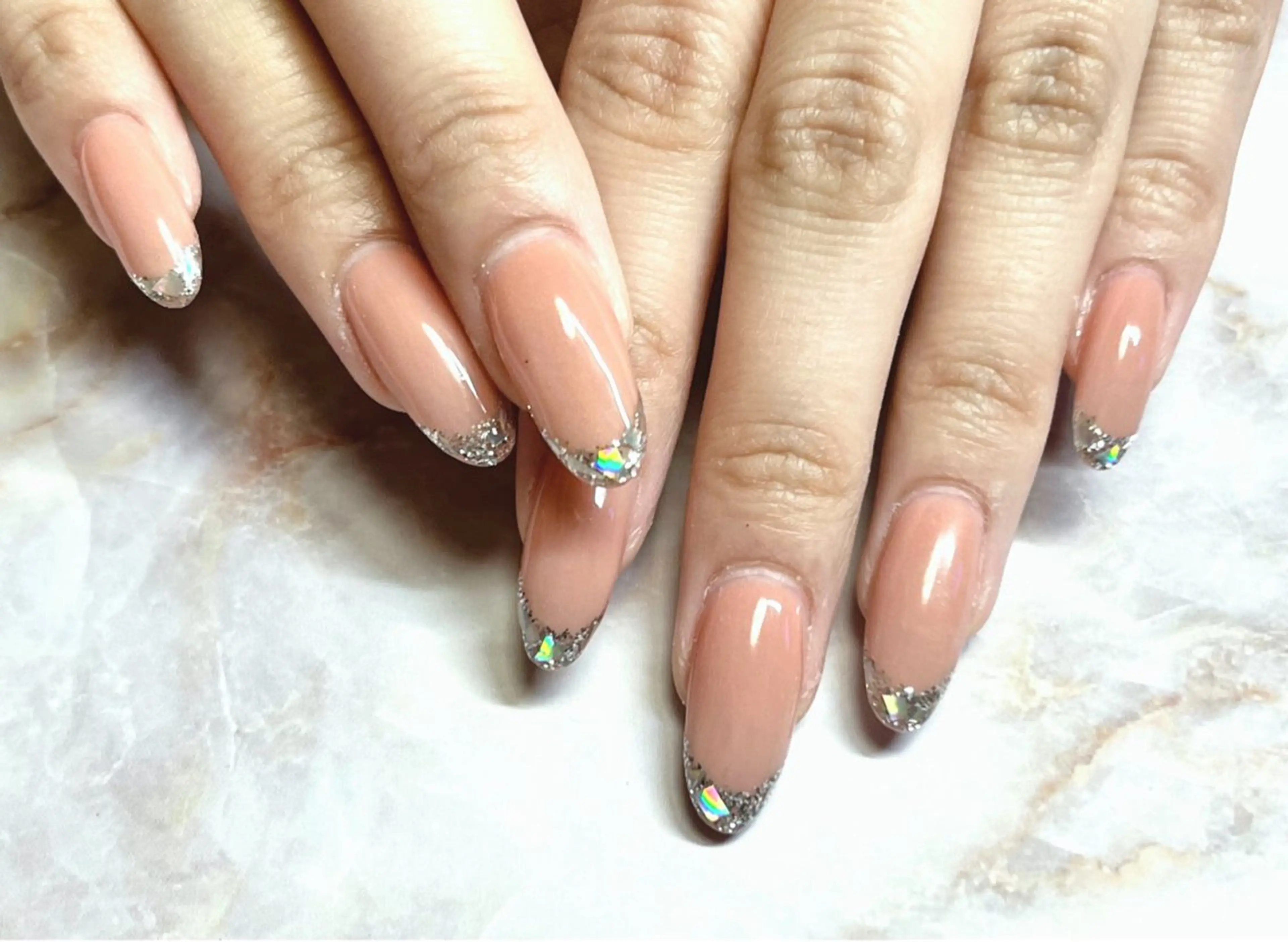 ネイル フレンチネイル ガラスフレンチ plaisir プレジールネイルのネイルデザイン