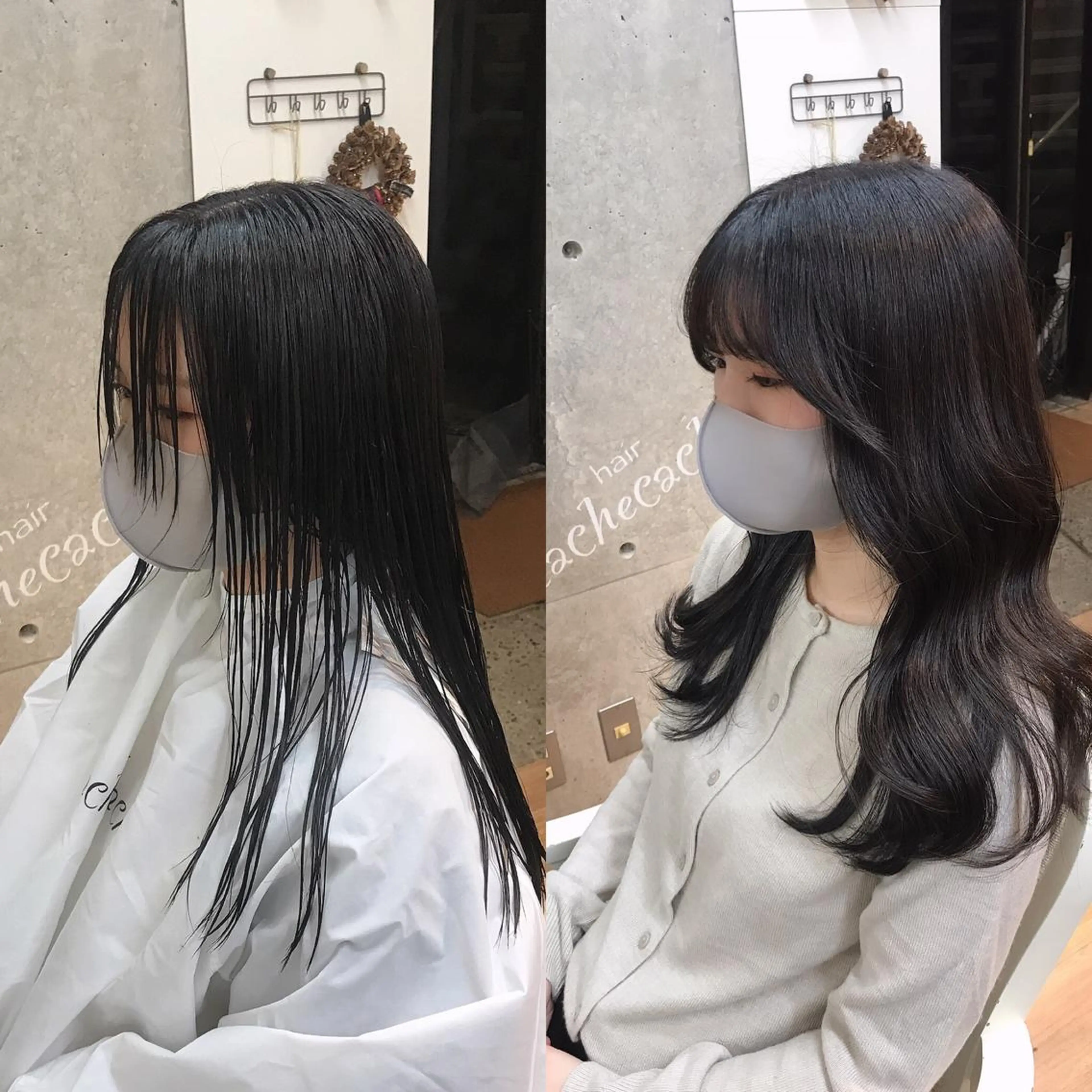 ロング カラー ヘアアレンジ 韓国風ヘア サイドバング 小顔カット CITY louwe 脇坂彩音のヘアスタイル