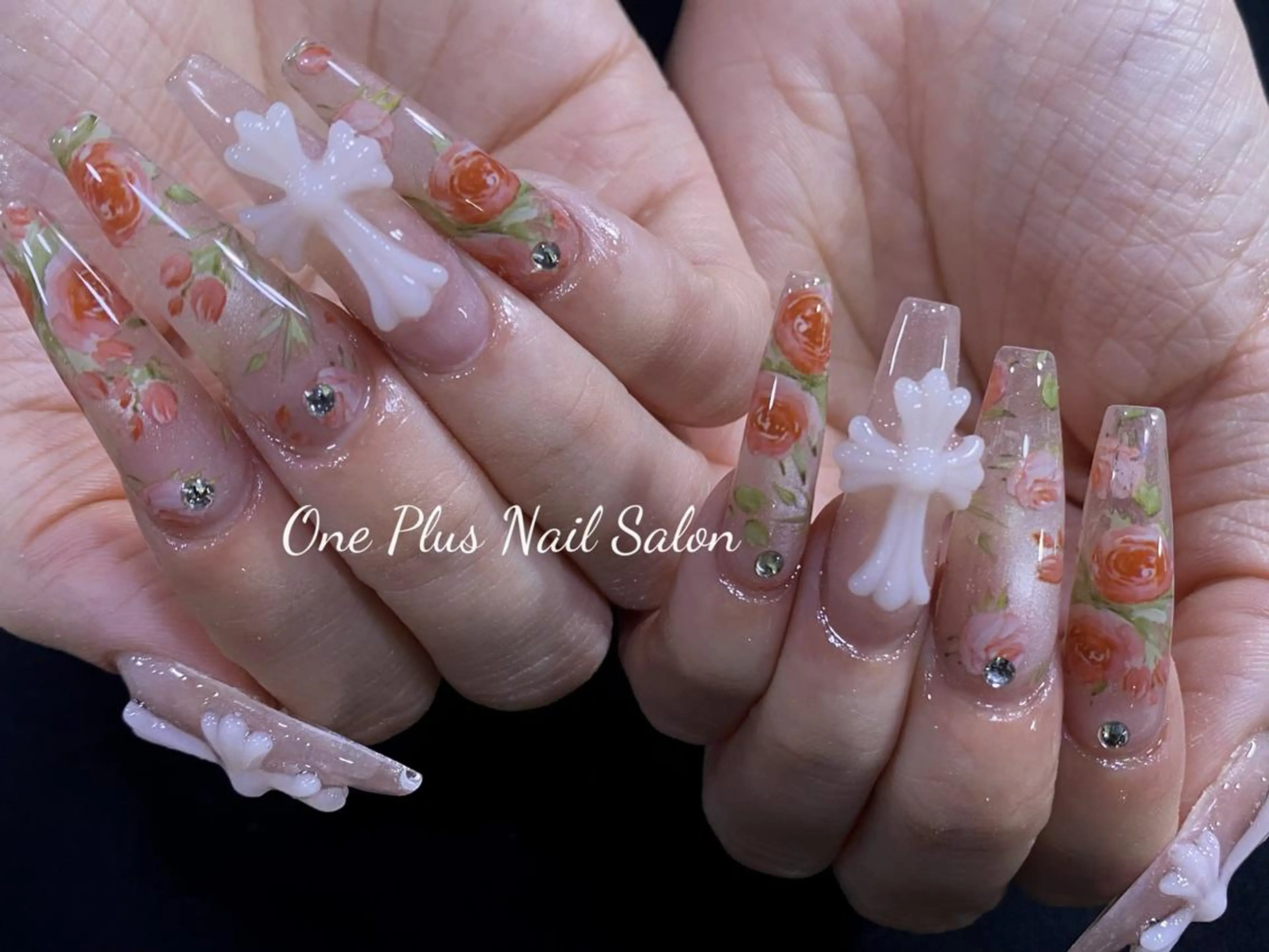 ネイル アートネイル 長さ出し ガーリー ハート キラキラネイル Niki ニキのネイルデザイン