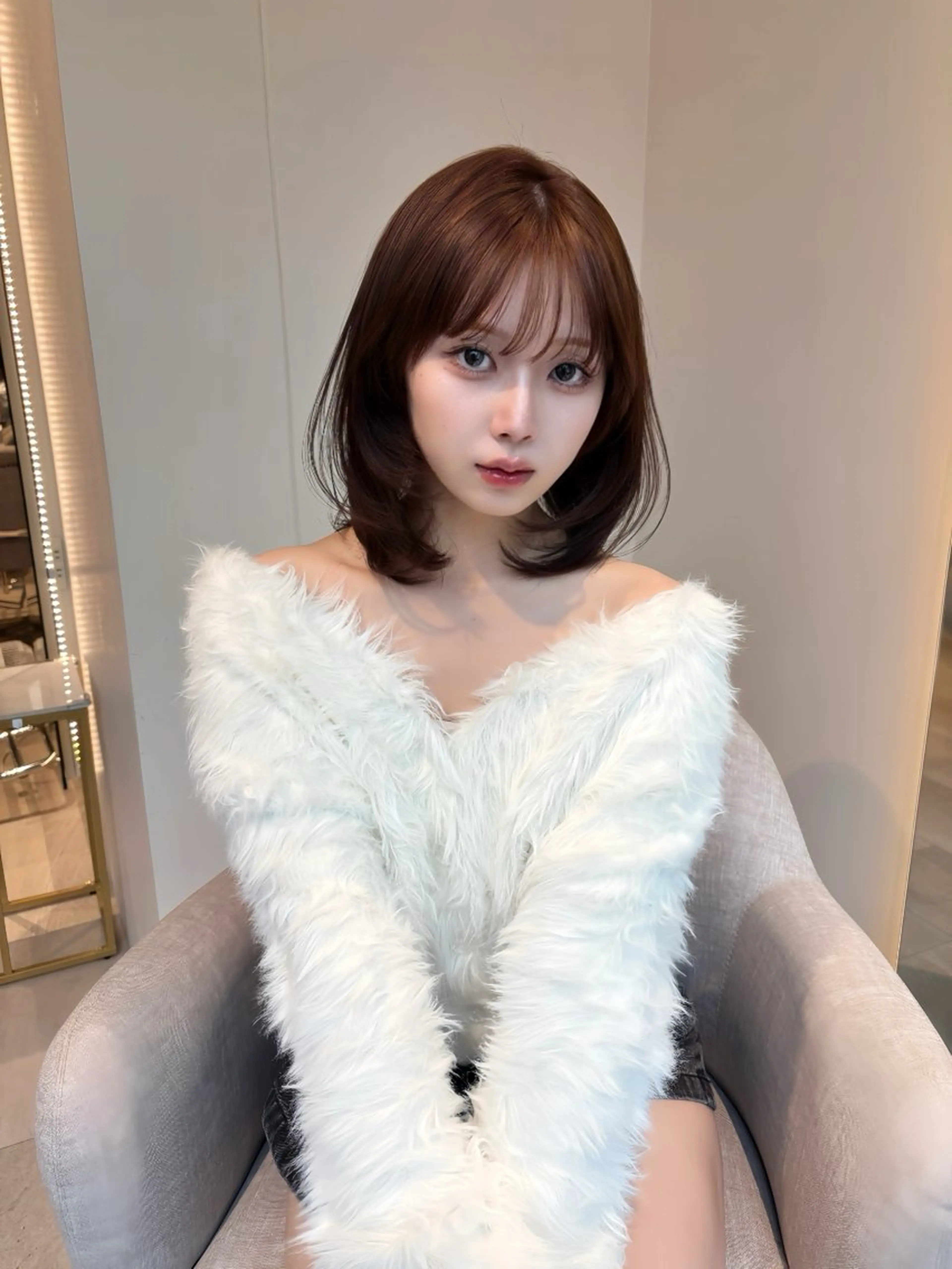 ミディアム ボブレイヤー ボブ 韓国風ヘア レイヤーカット レイヤーカット/ 透明感カラー🤍楓のヘアスタイル