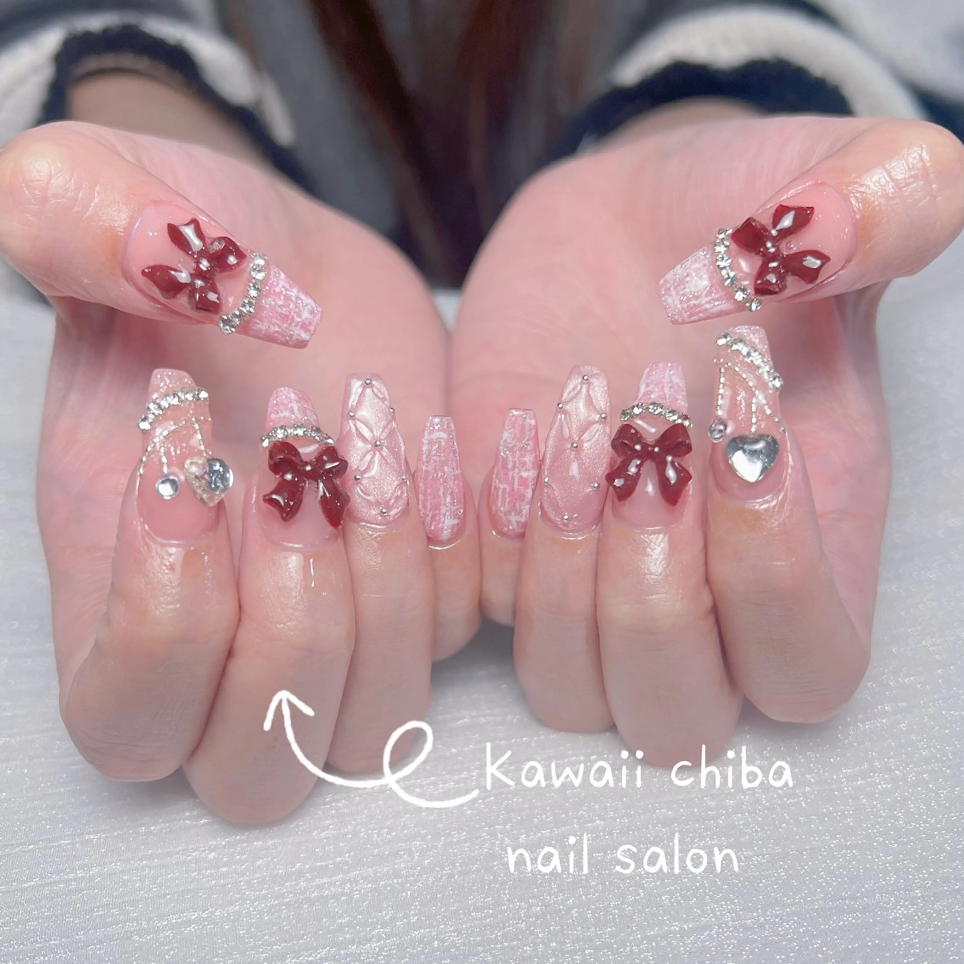 ネイル アートネイル ジェルネイル ガーリー ハート キラキラネイル Kawaii _Nailのネイルデザイン