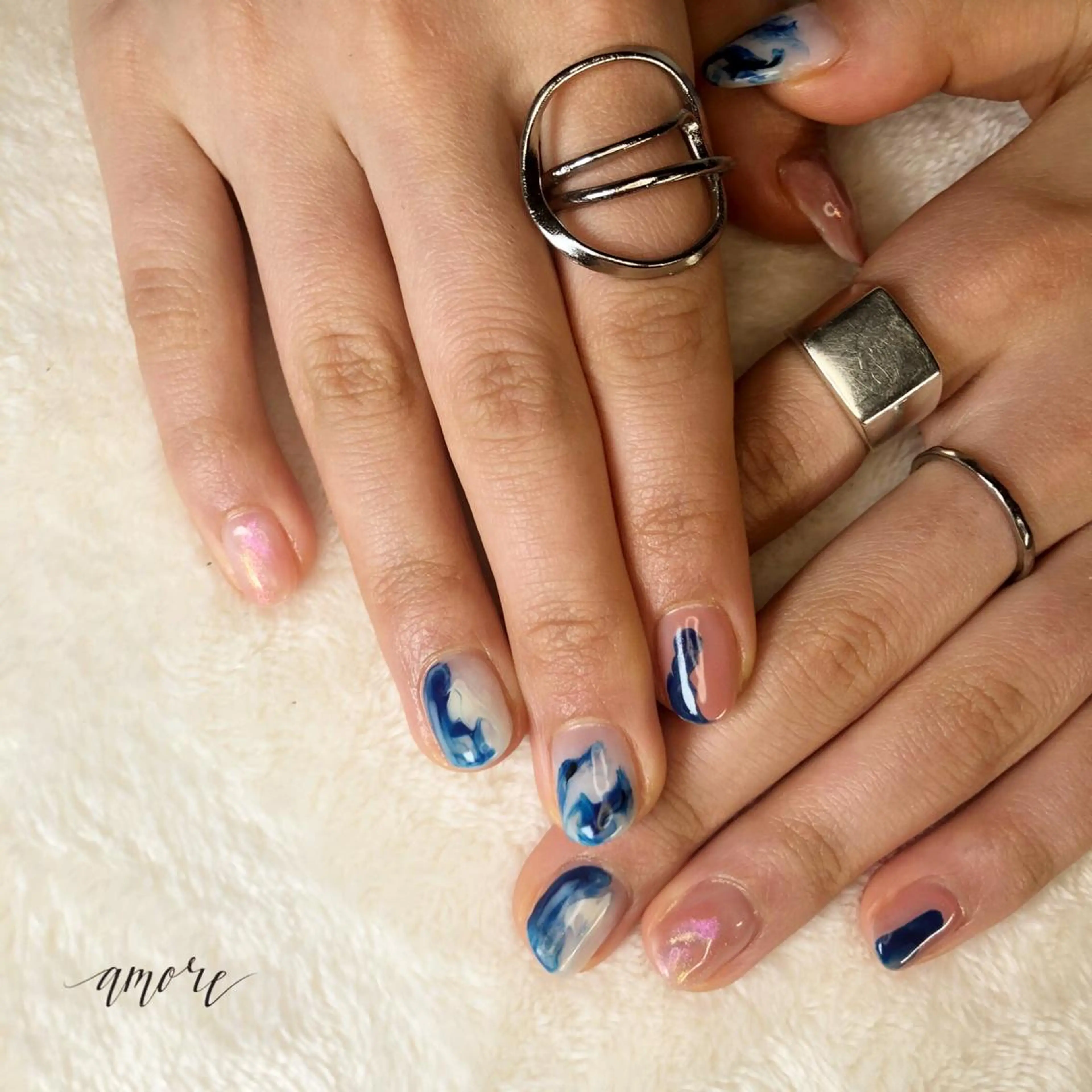 ネイル ジェルネイル 氷ネイル・うるうるネイル ミラーネイル ニュアンスネイル 春ネイル You kyehwaのネイルデザイン