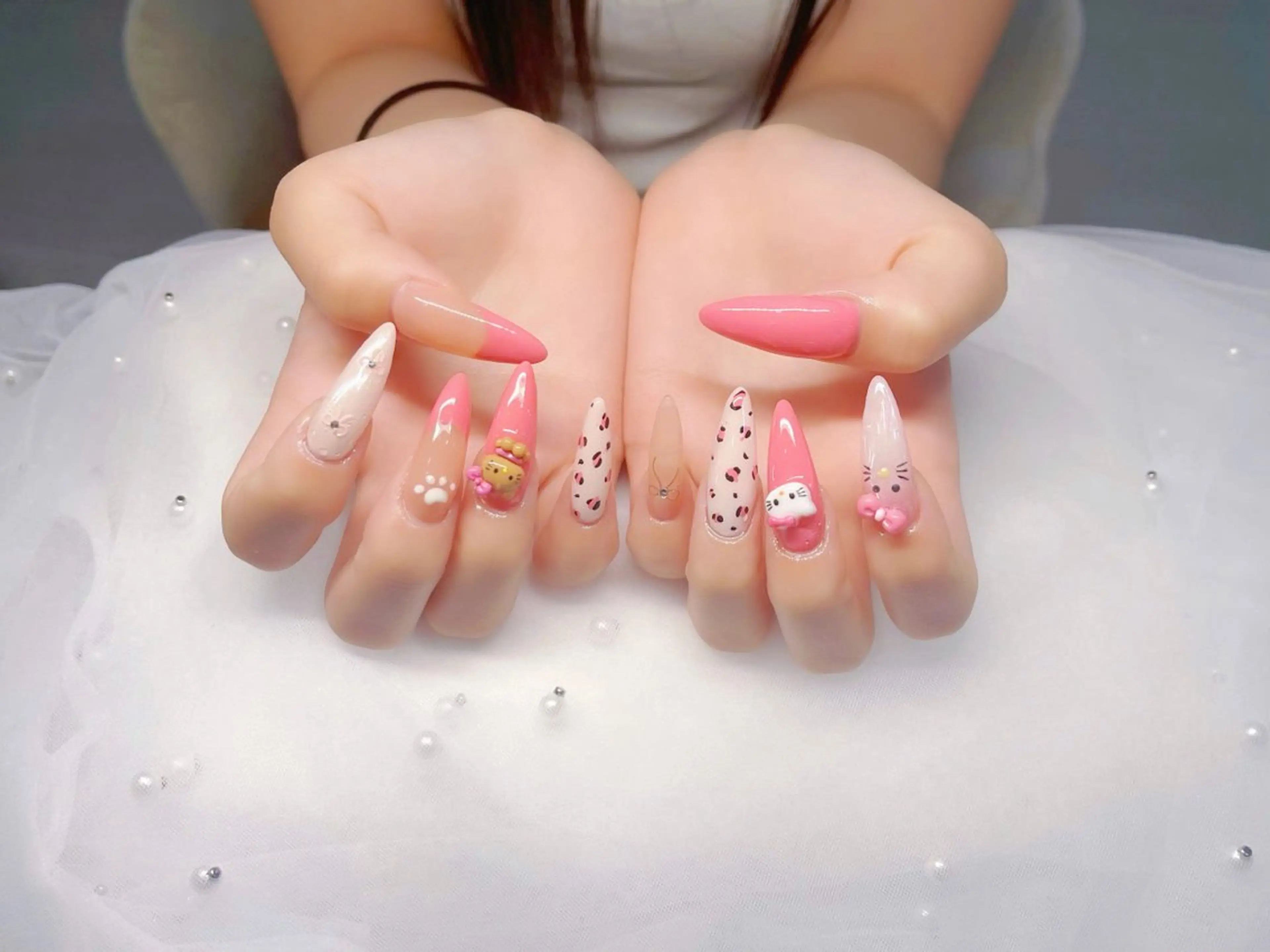 ネイル フレンチネイル キラキラネイル マグネットネイル ミラーネイル ニュアンスネイル Lina所属・MeiMei Nail モデル募集のネイルデザイン