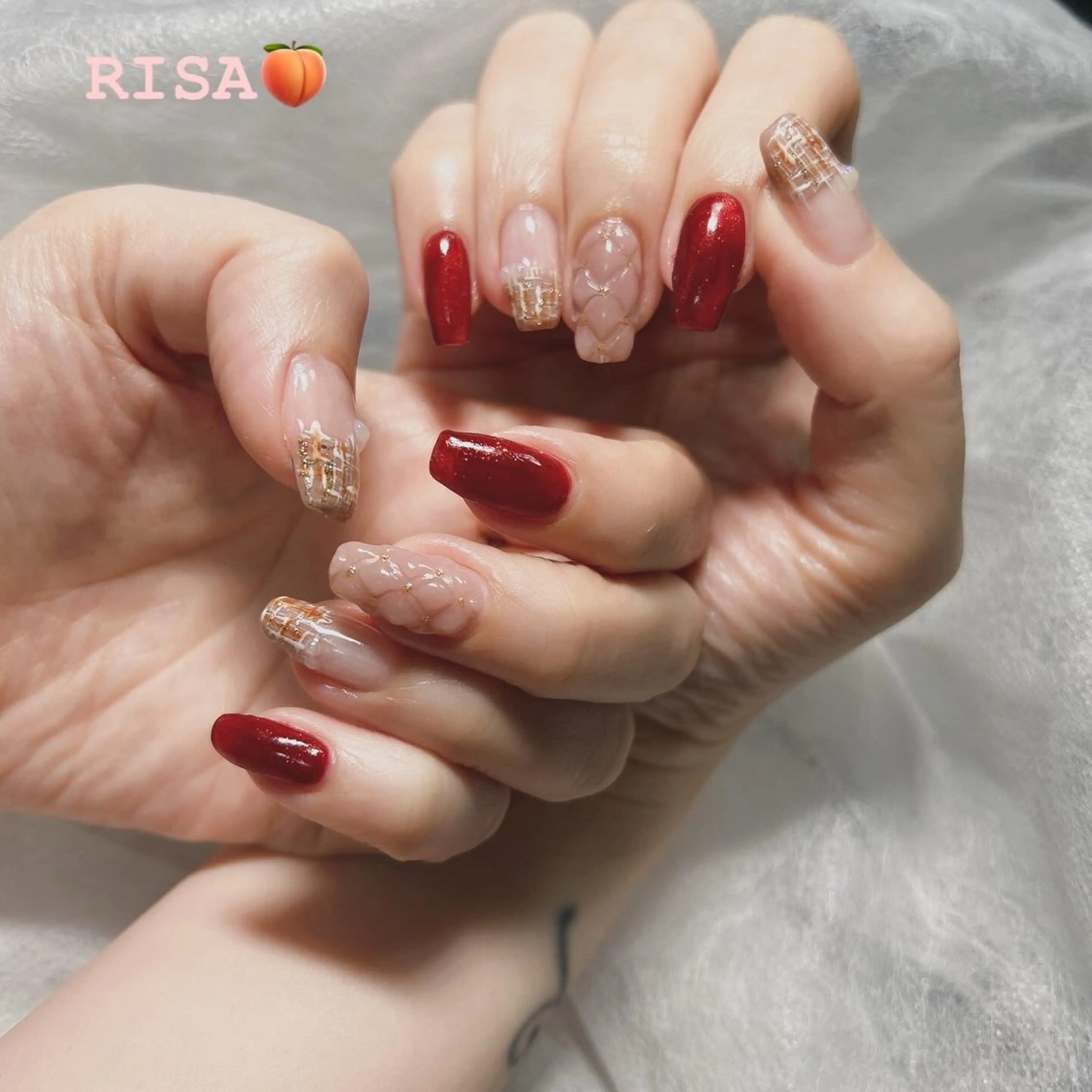 ネイル フレンチネイル ツイードネイル EmaNail Risaのネイルデザイン