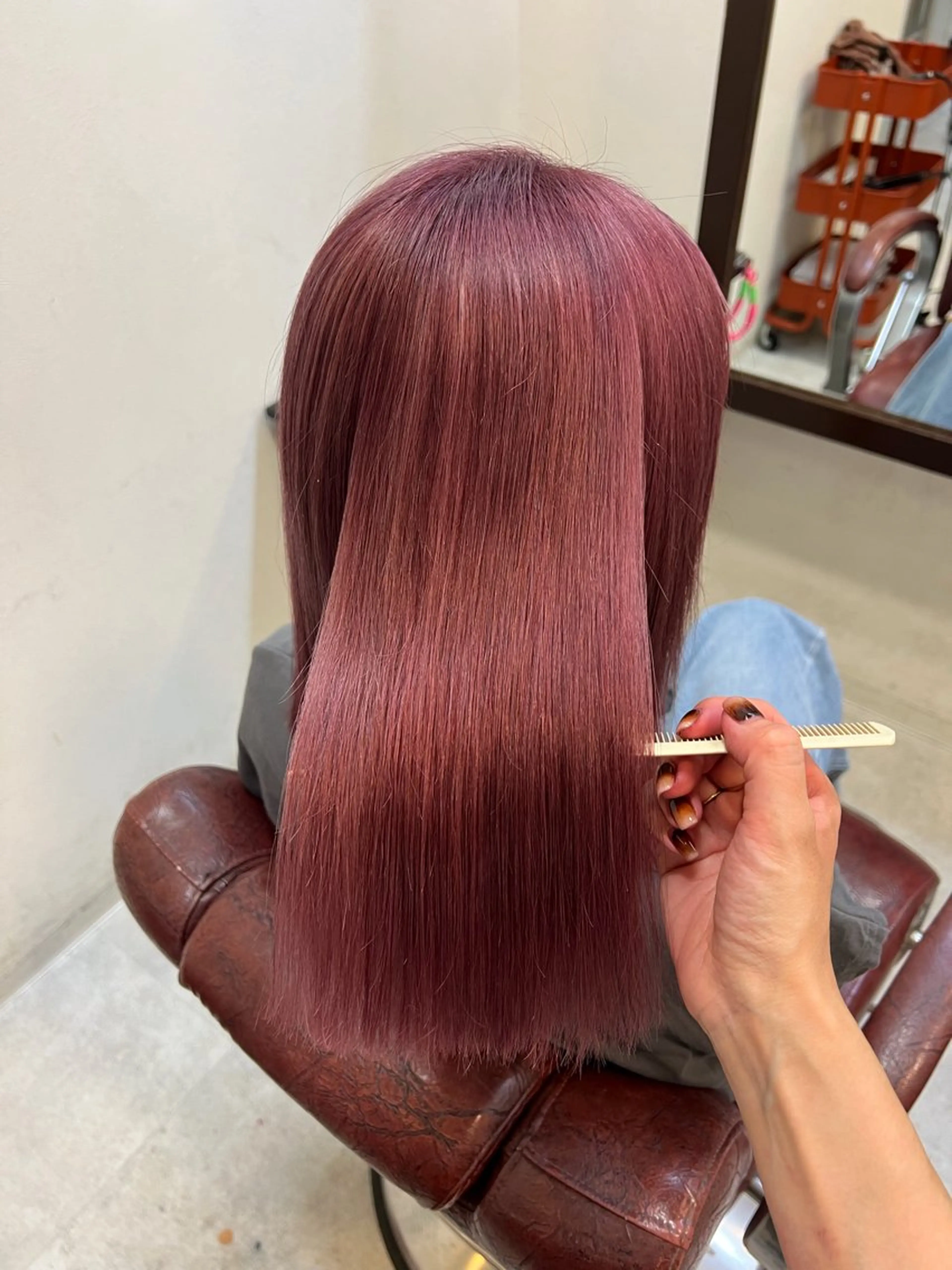 ミディアム カラー ラベンダーカラー ラベンダーピンク ピンクカラー 吉岡 なみのヘアスタイル