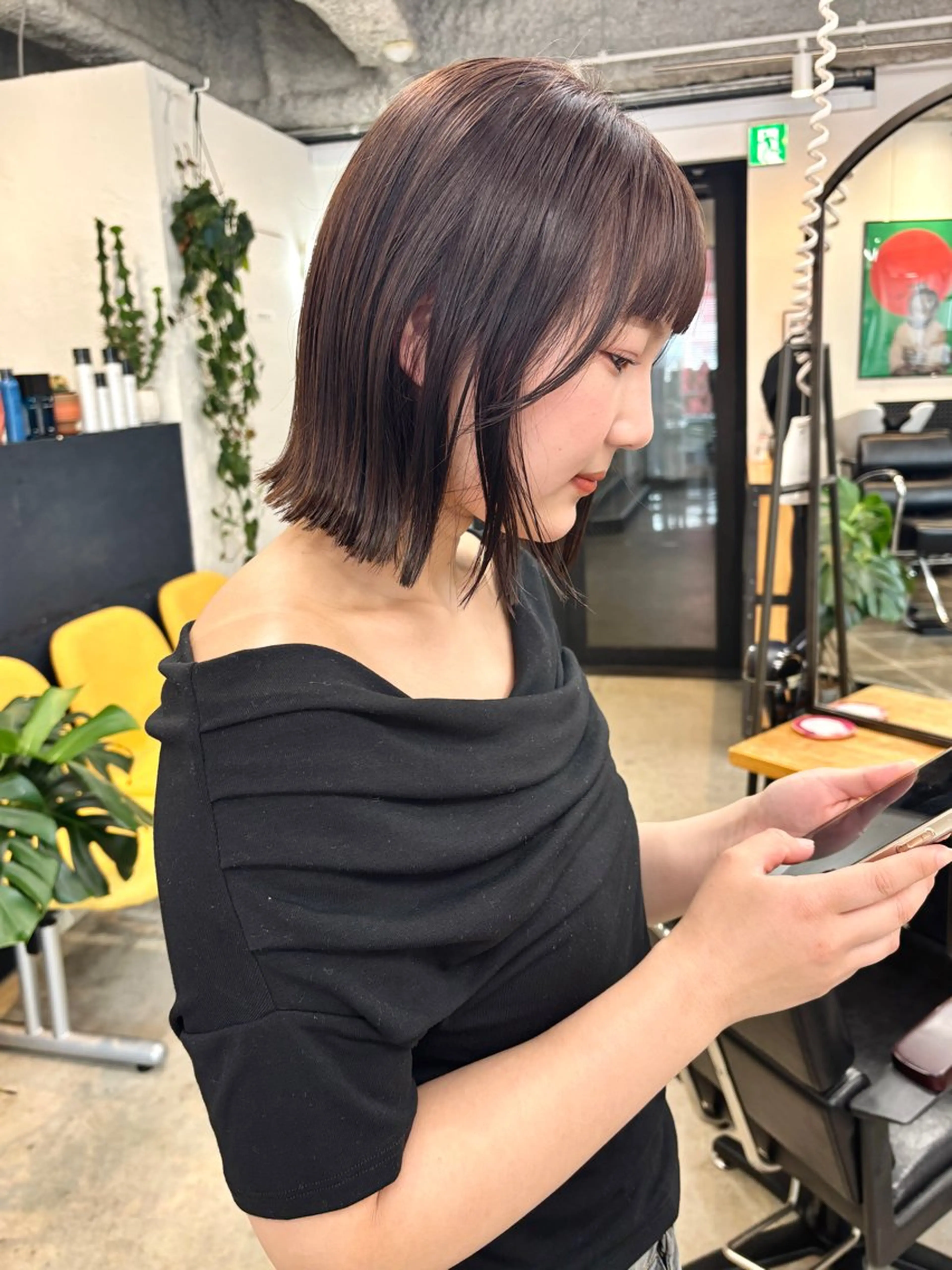 ミディアム ピンクブラウン ピンクラベンダー ボブ 顔まわりレイヤー 髪質改善 暖色カラー/天神/ ヘイマサクラのヘアスタイル