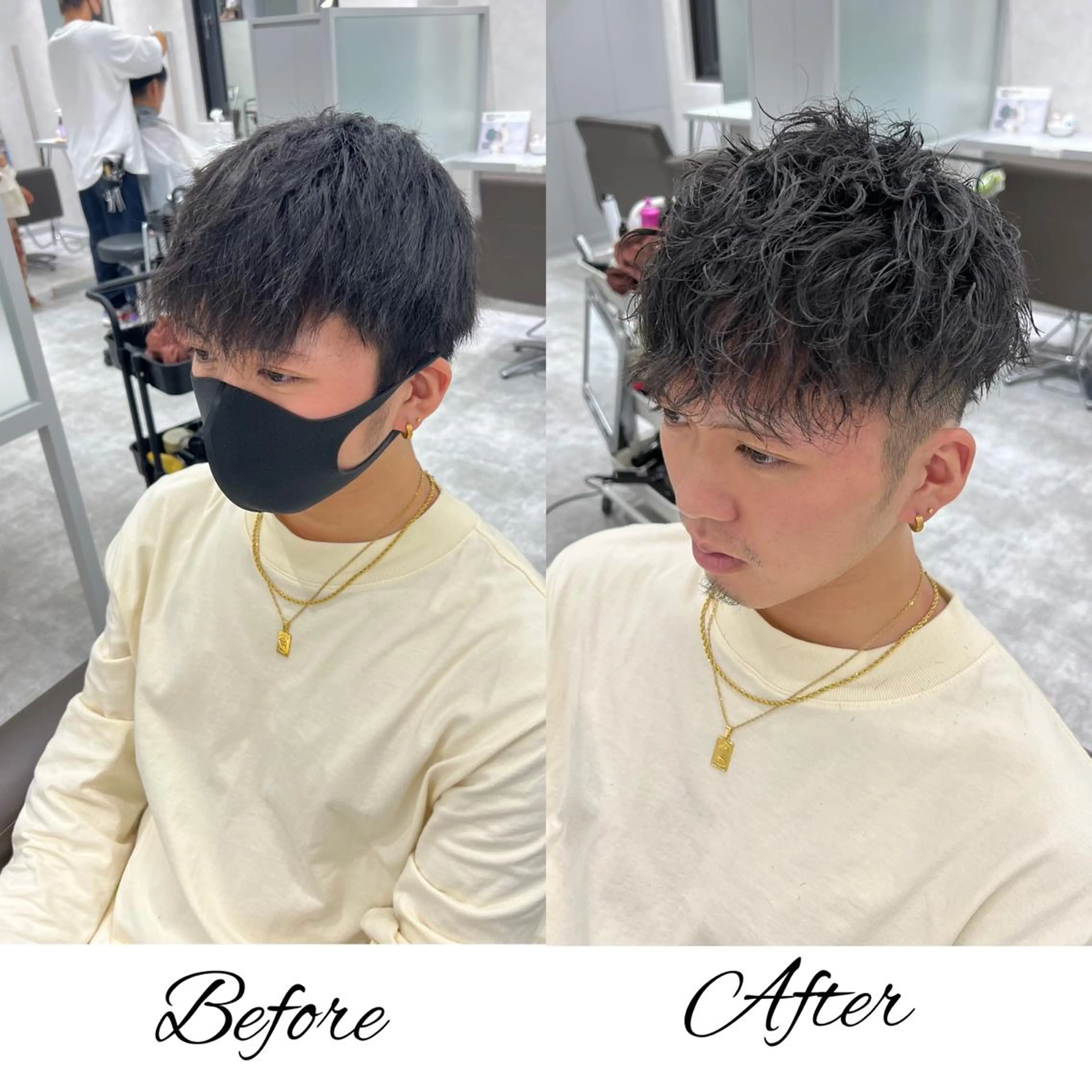 ショート カラー パーマ メンズ 関西センターパート メンズモデル募集のヘアスタイル