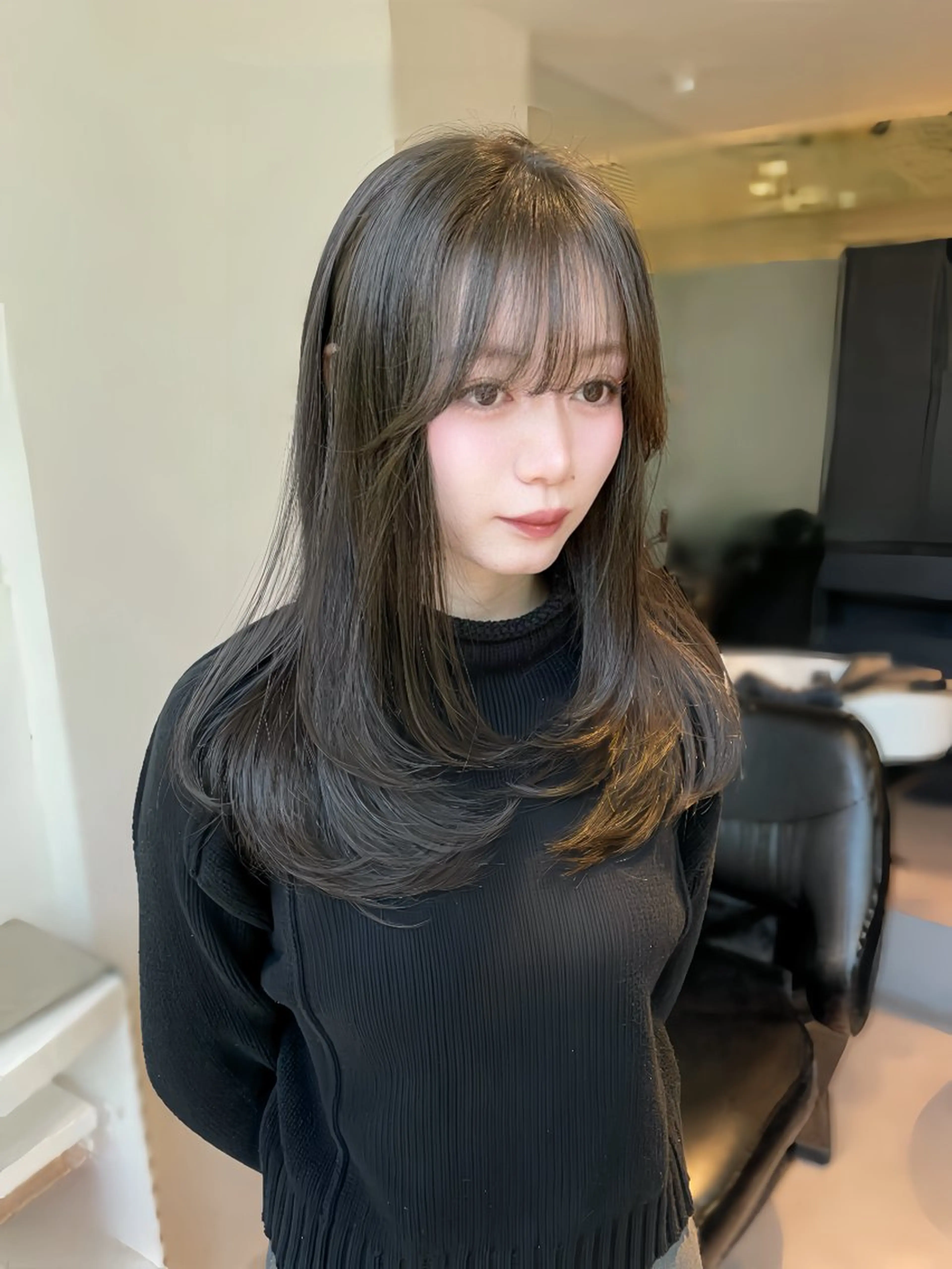 ロング カット ヘアカラー トリートメント 銀座／レイヤーカット 🤍内野すみれのヘアスタイル