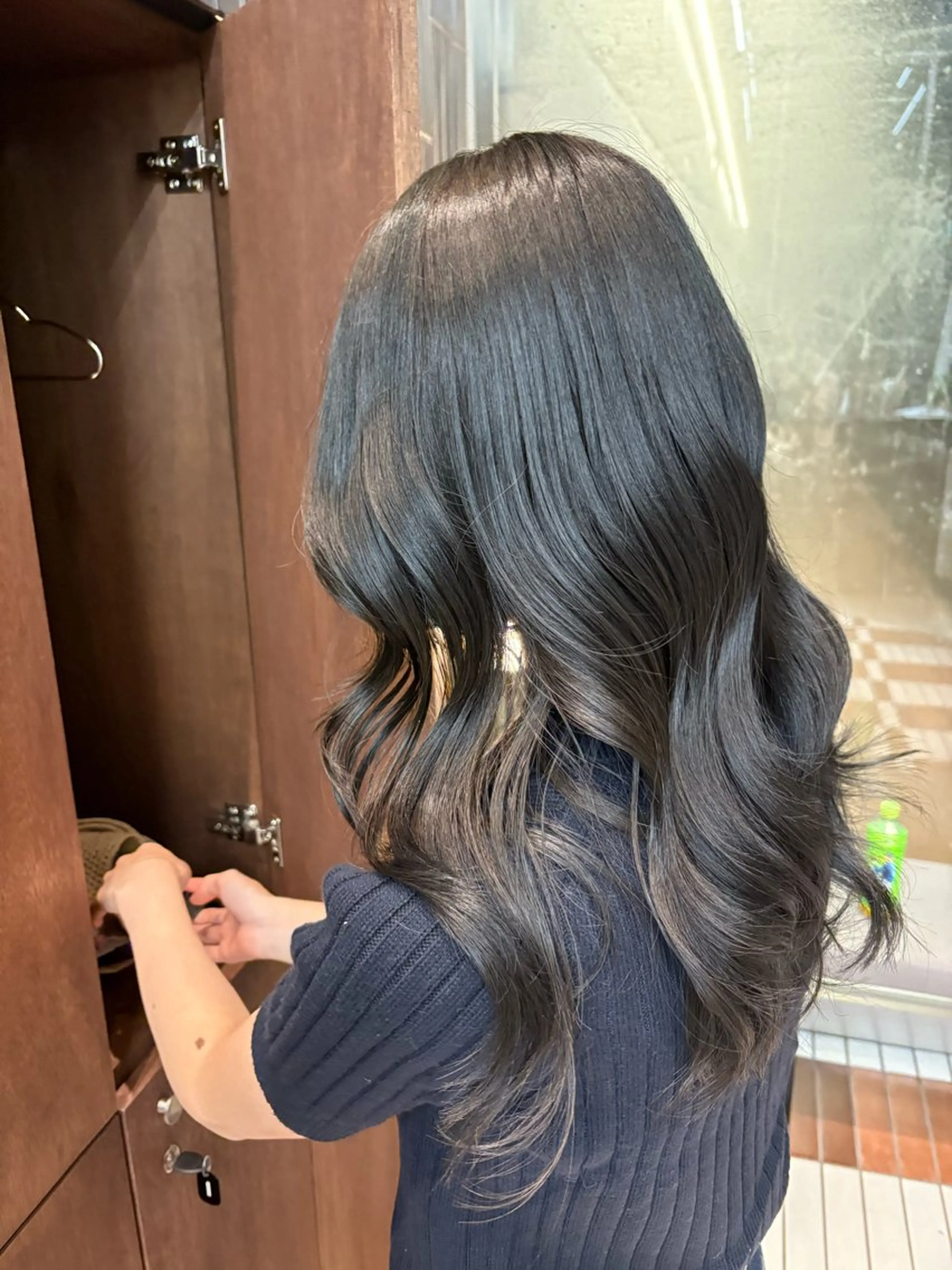 ロング カラー オリーブカラー メンズパーマ特化 sayoのヘアスタイル