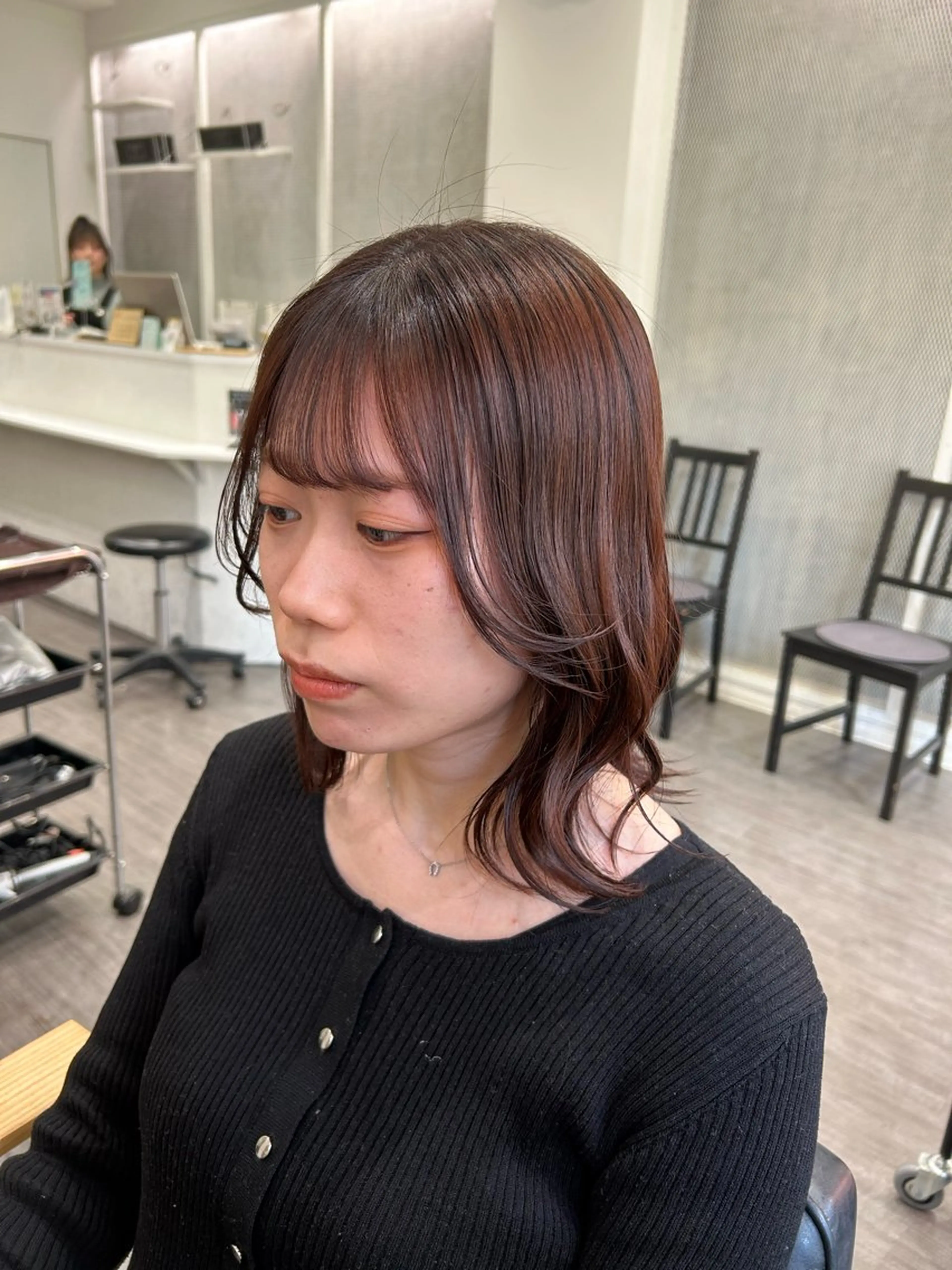 ミディアム カラー ヘアアレンジ ブラウンカラー ピンクカラー ピンクブラウン cocotte 💟草間紫音💟のヘアスタイル
