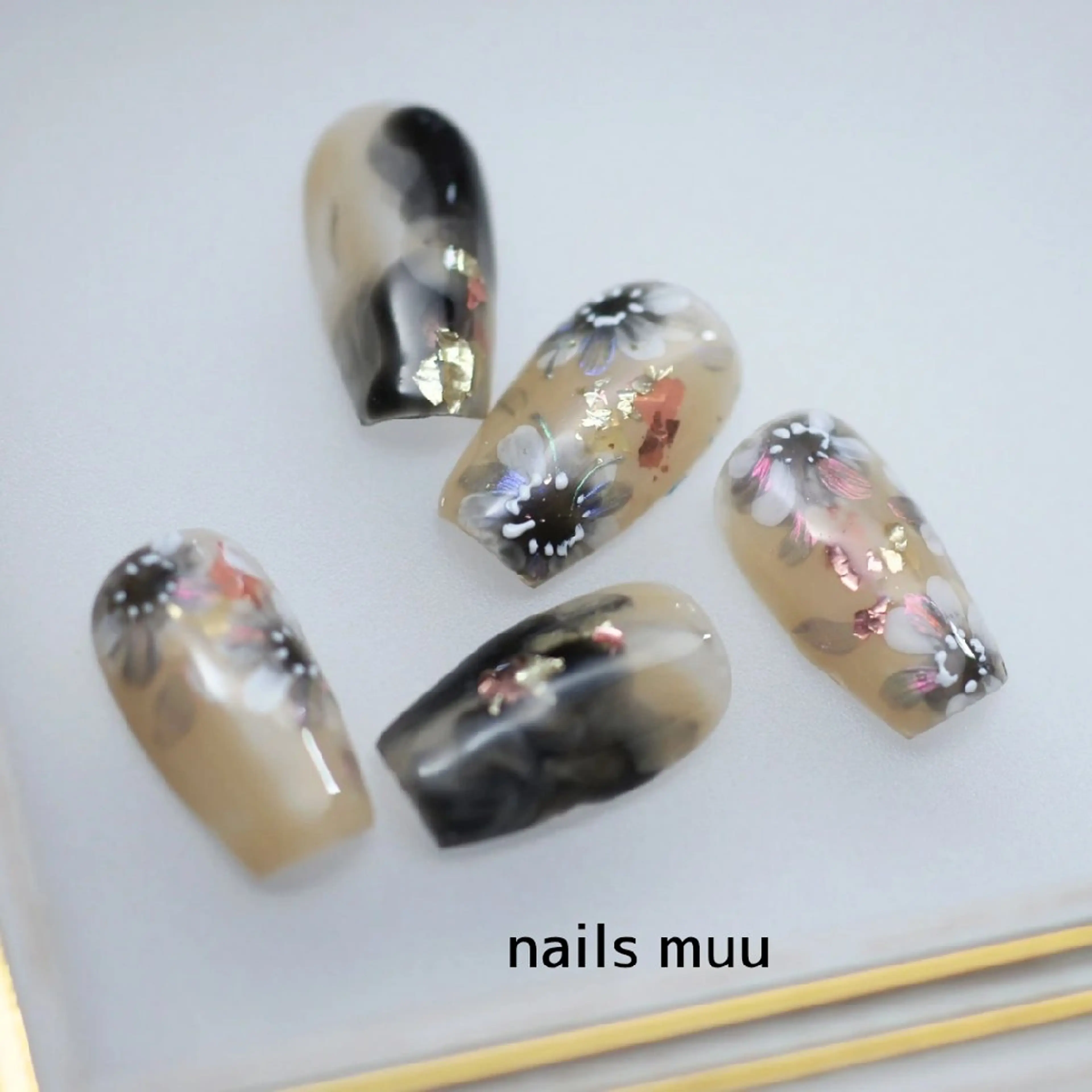 ネイル アートネイル クリアネイル フラワーネイル オフィスネイル 春ネイル ハンドネイル nails muu まゆのネイルデザイン