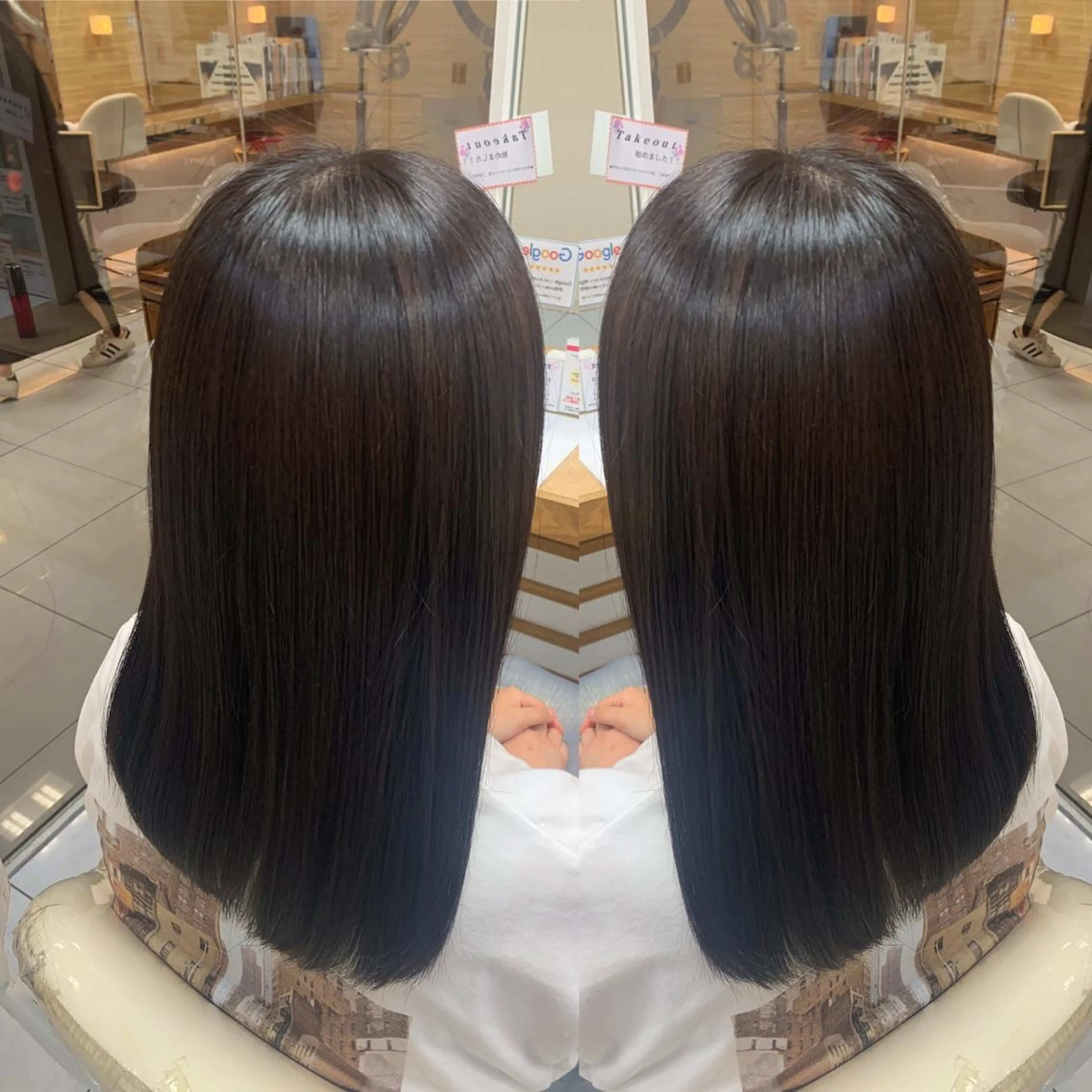 セミロング カラー パーマ 髪質改善 縮毛/レイヤー 韓国/橋口のヘアスタイル