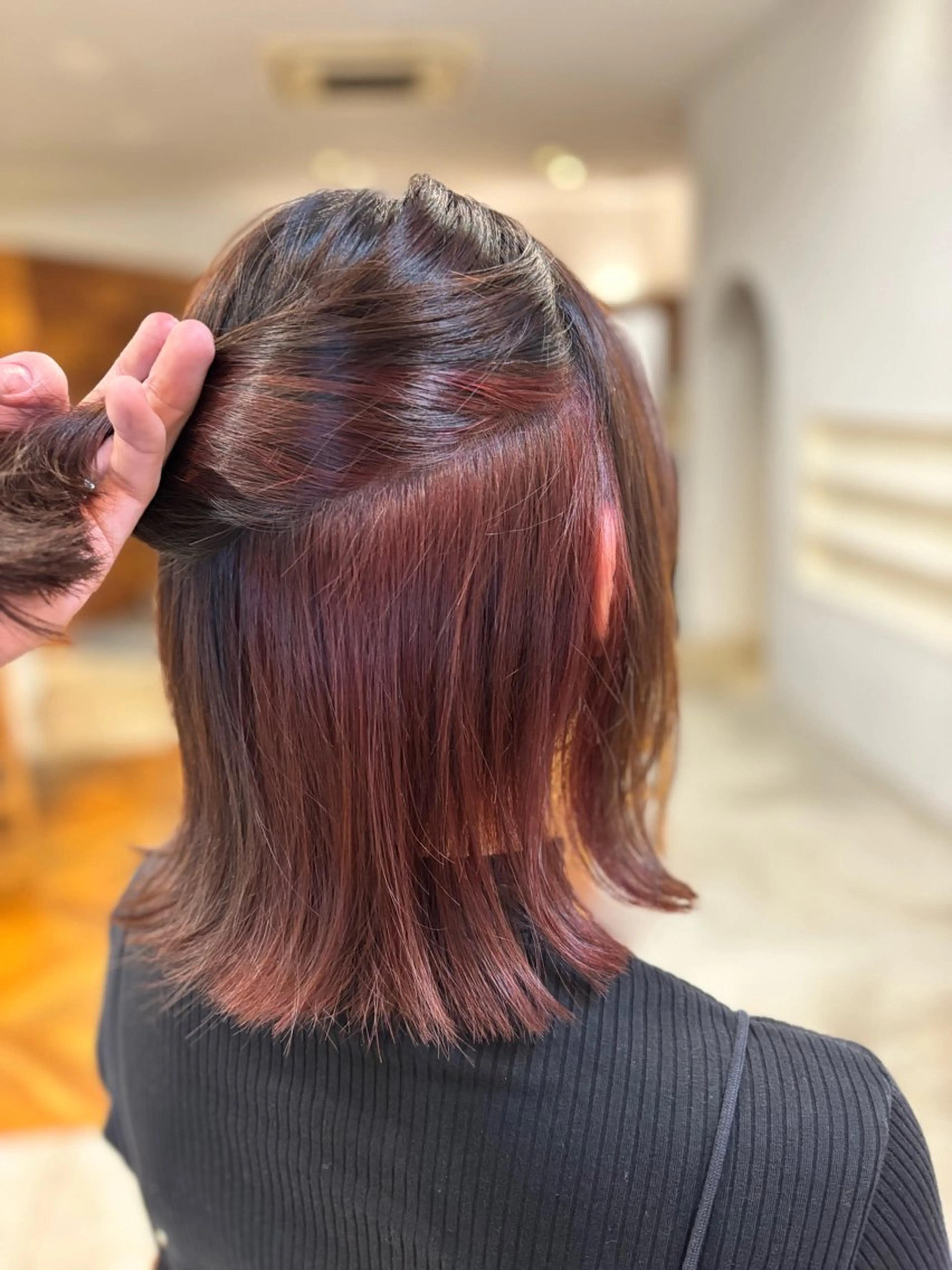 ミディアム カラー ブリーチ インナーカラー ブリーチなしカラー ピンクカラー 髪質改善 ヘアカラー トリートメント カノエ小郡/髪質改善 /小野　静水のヘアスタイル