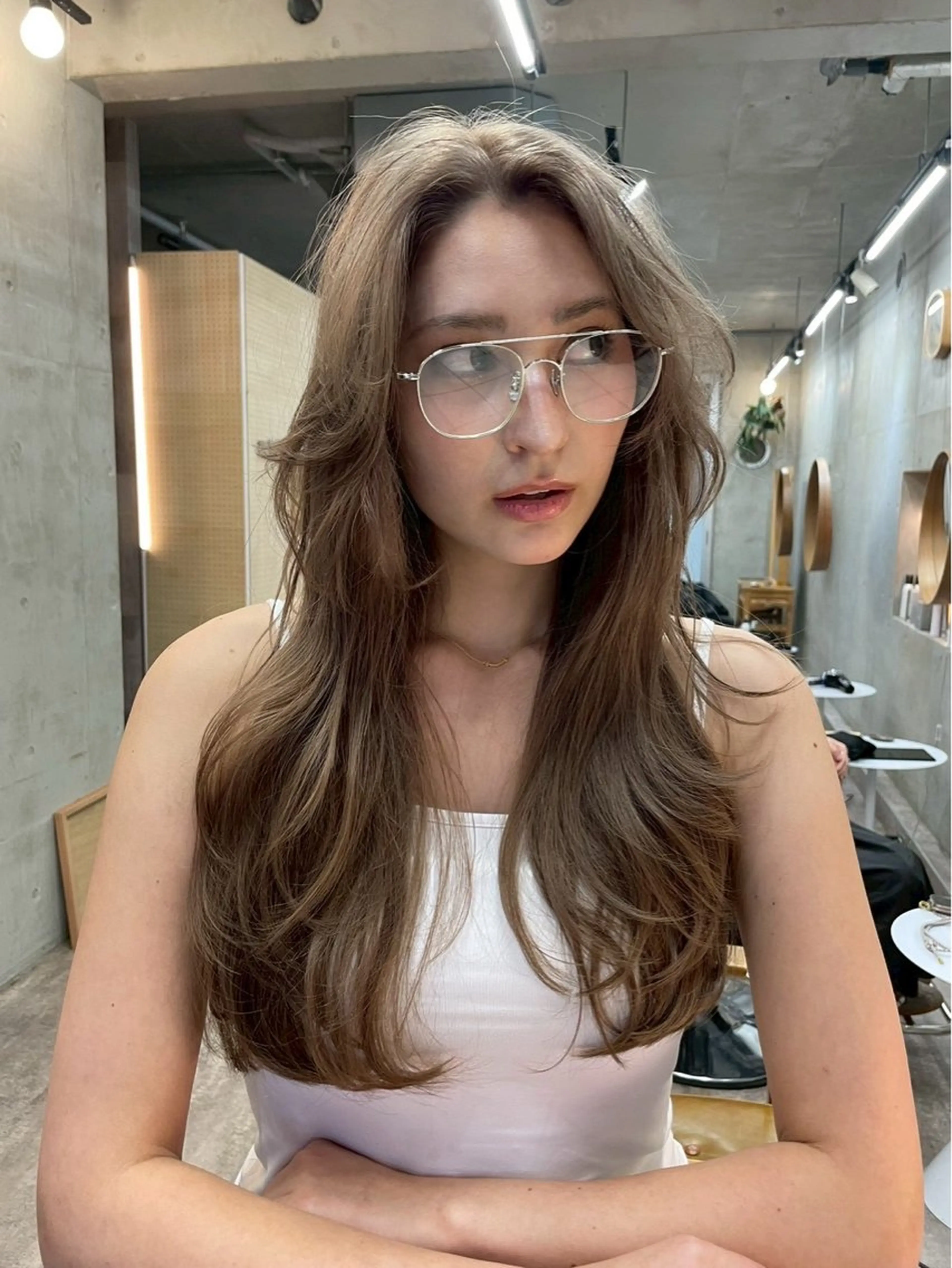 ロング カラー カット ヘアカラー トリートメント 南堀江レイヤーカット MIKU🍒のヘアスタイル