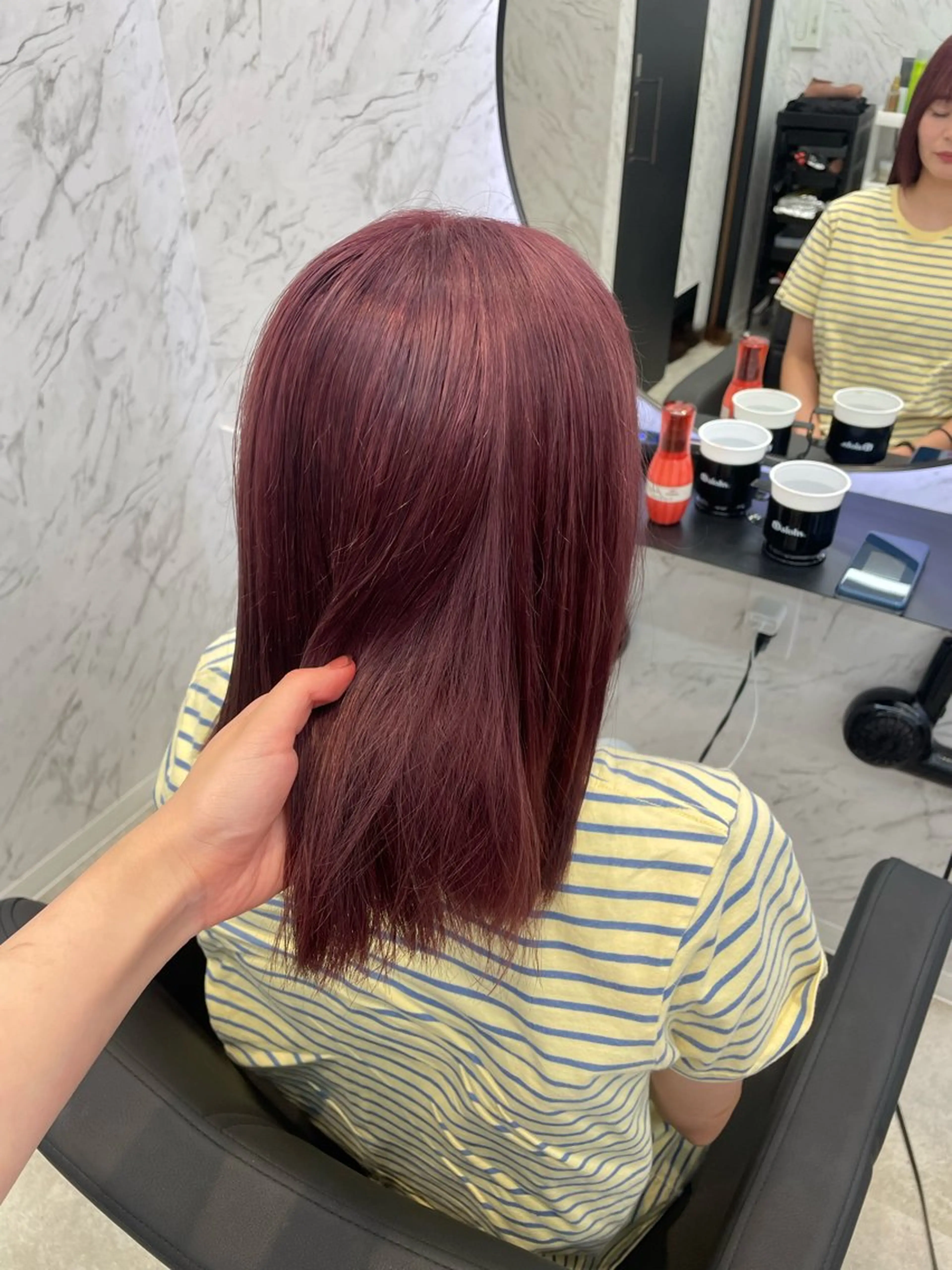 ロング カラー カシス ピンクカラー hair salon dot. mooda 韓国風サロン 町田店所属・韓国風ヘア🎀🩶 /♡𝓝𝓸𝓪♡のヘアスタイル