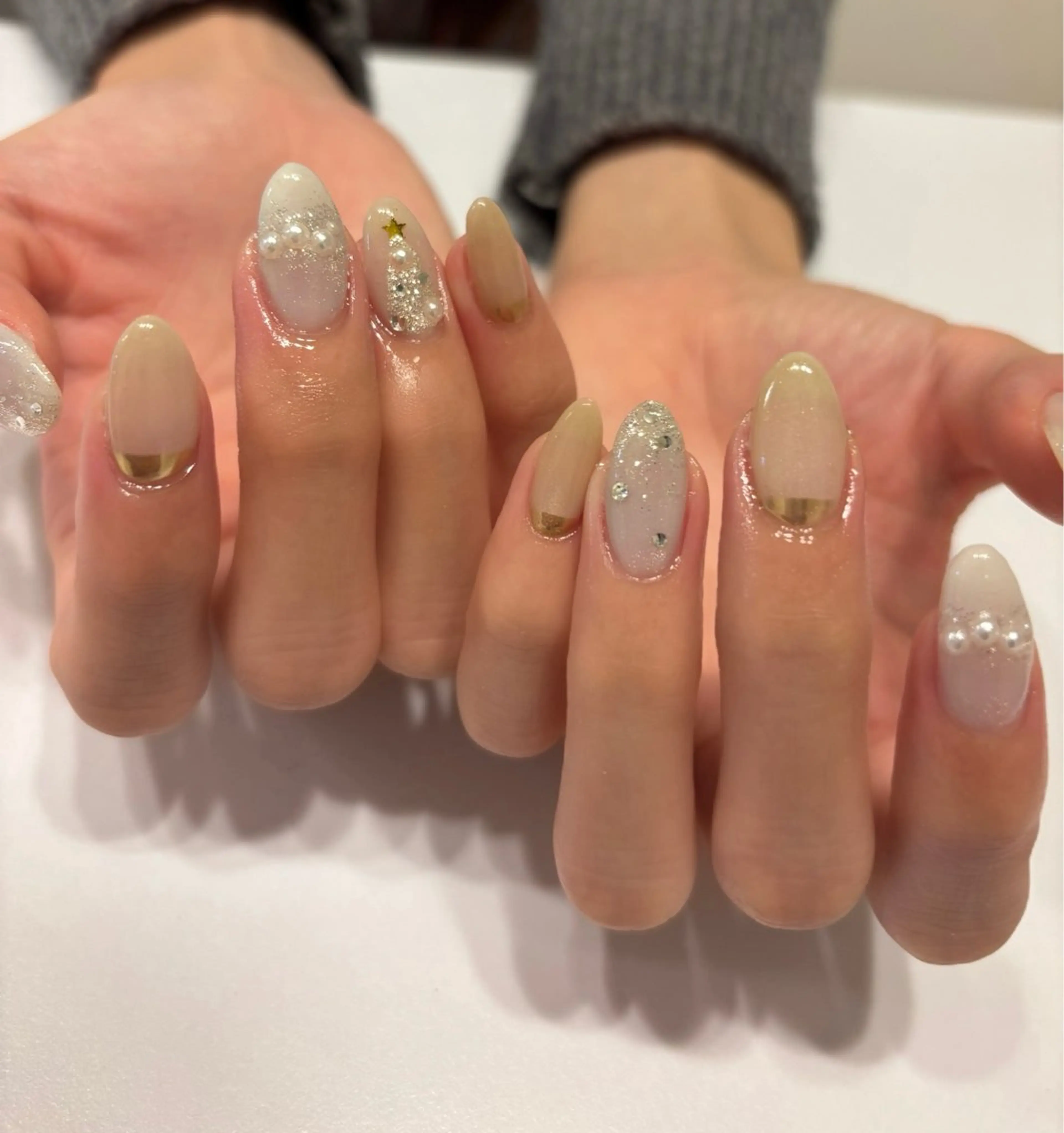 ネイル 冬ネイル ️🩵Merci Miyu 南堀江️のネイルデザイン