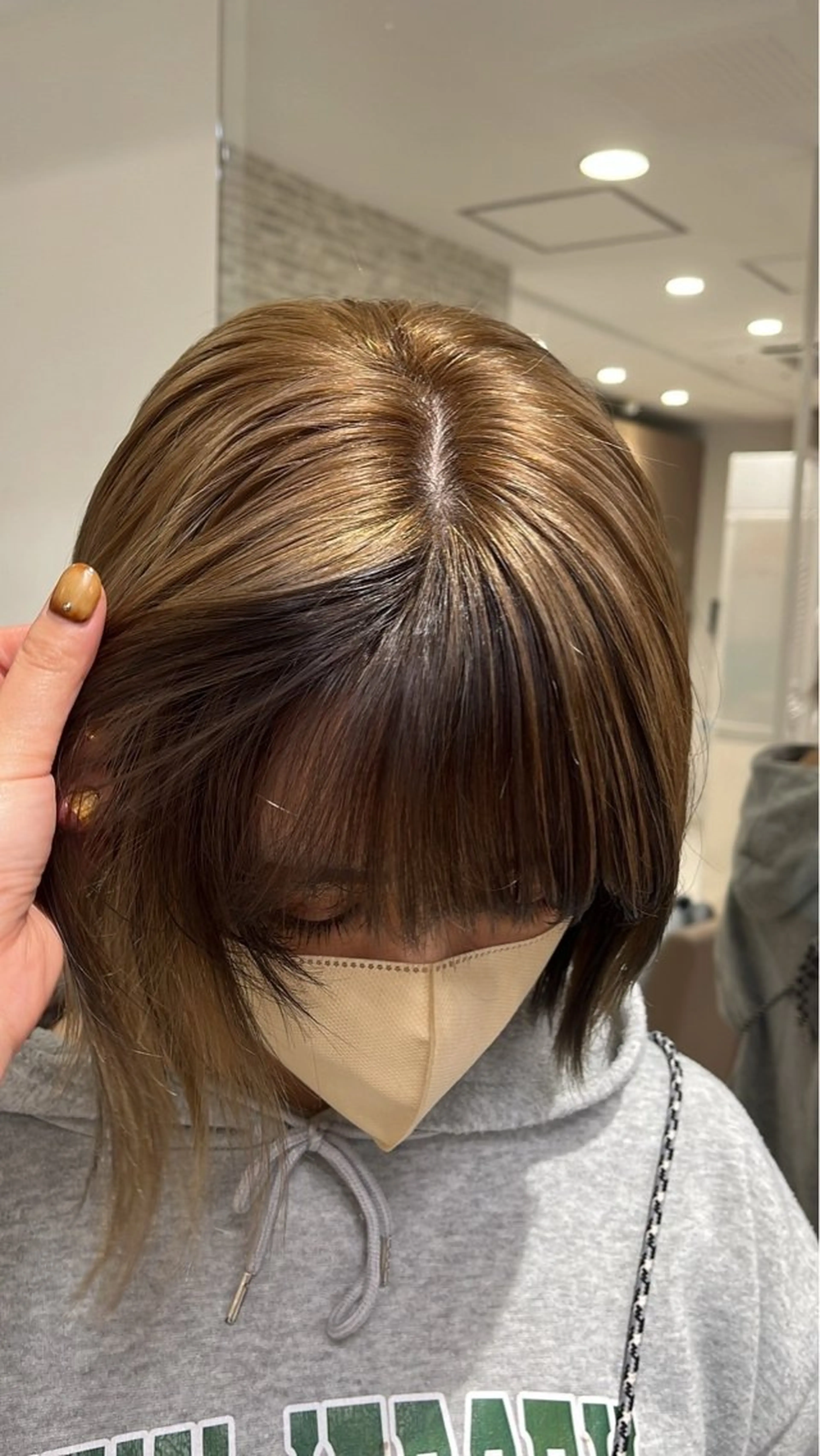 ミディアム ミストバング 顔周りカット 【縮毛矯正/レディー スカット】美涼🎀のヘアスタイル