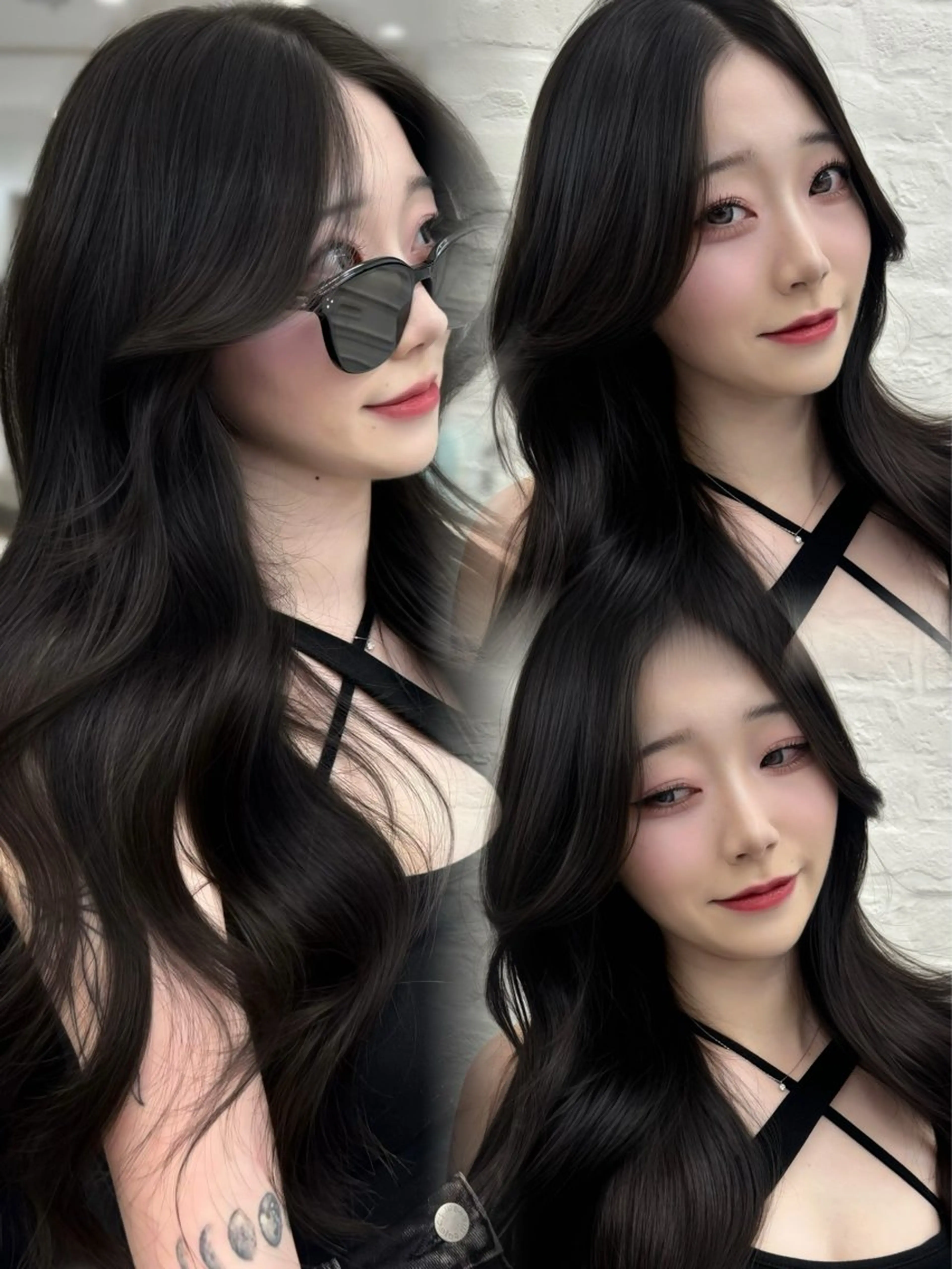 ロング 顔まわりレイヤー 顔周りカット ハッシュカット 髪質改善 韓国風ヘア 岡田 聖蘭のヘアスタイル