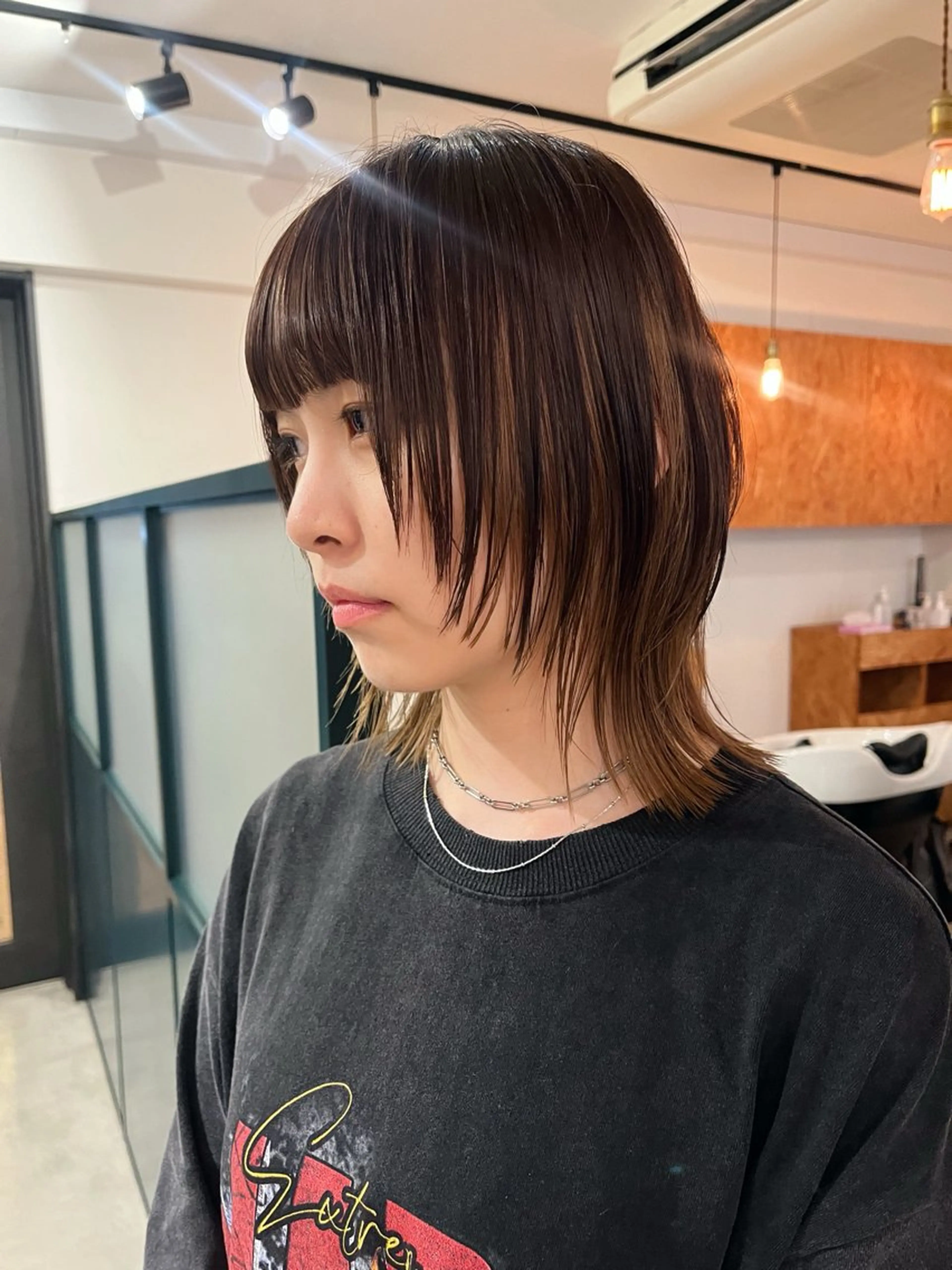 ミディアム カット 暖色/パーマ 🌼クニトウメイのヘアスタイル