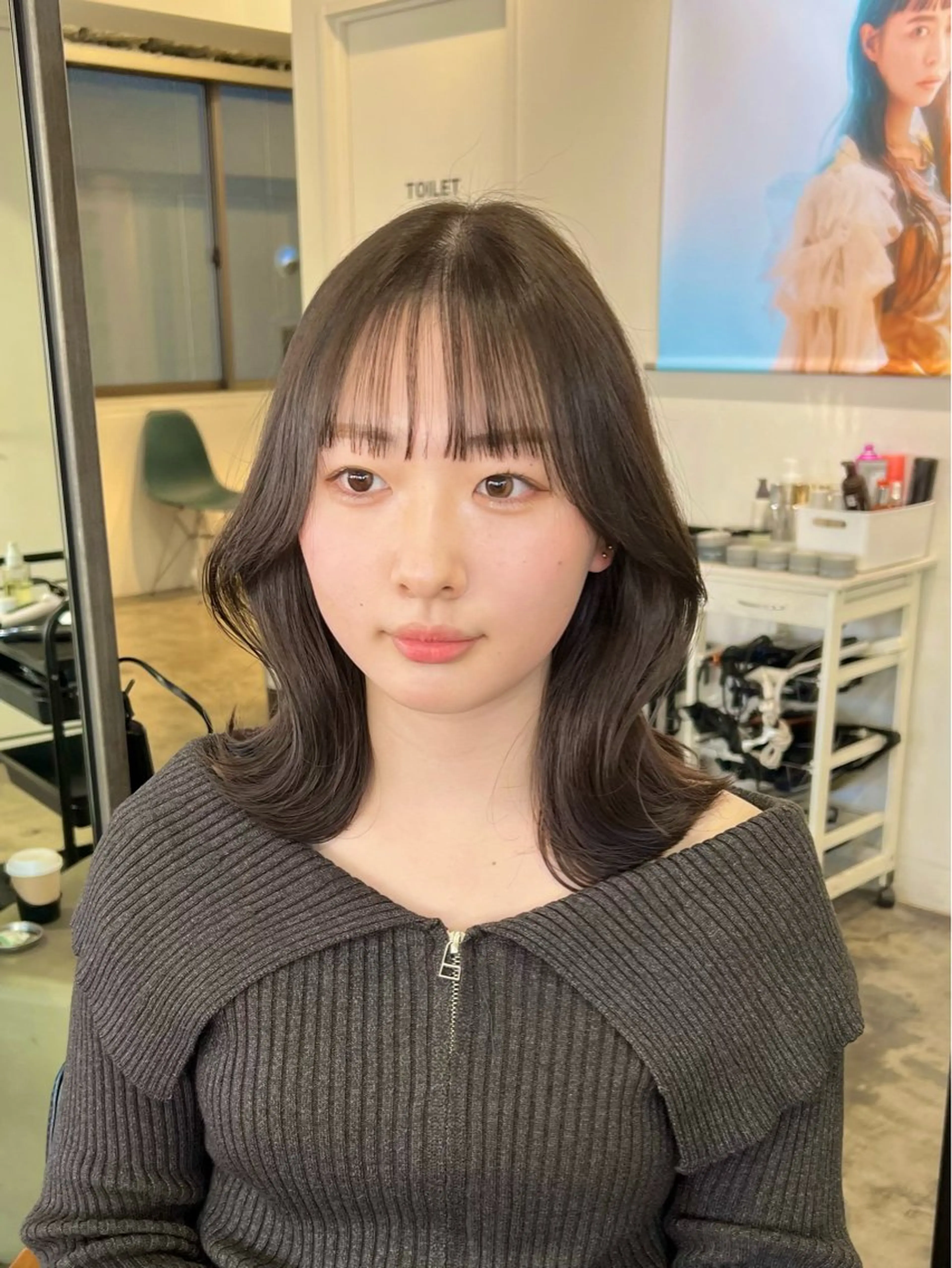 ミディアム くびれヘア 韓国風ヘア カット ヘアカラー トリートメント 【韓国風くびれヘア】 joule小木曽輝のヘアスタイル