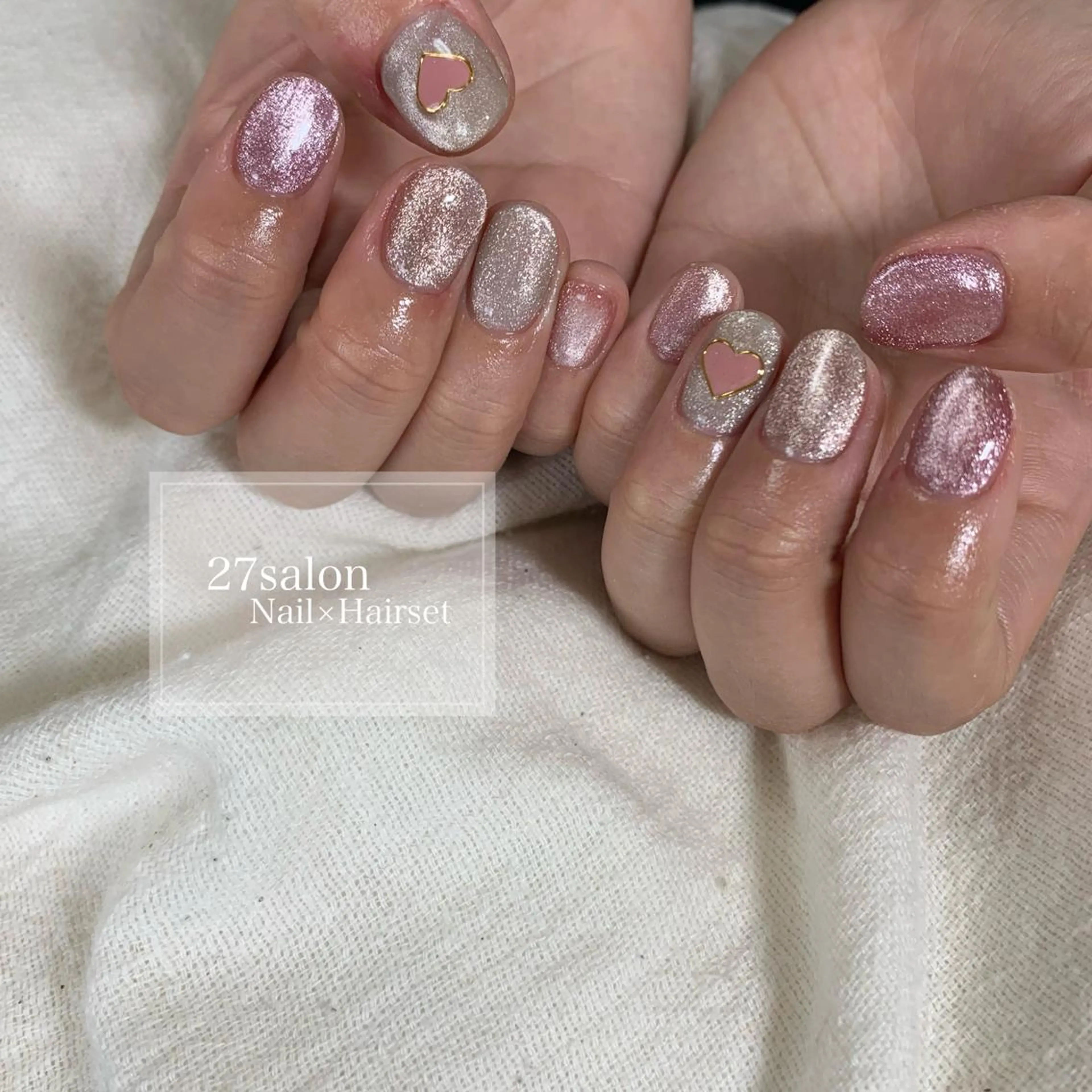 ネイル ハート マグネットネイル バレンタイン 27salon yuinaのネイルデザイン