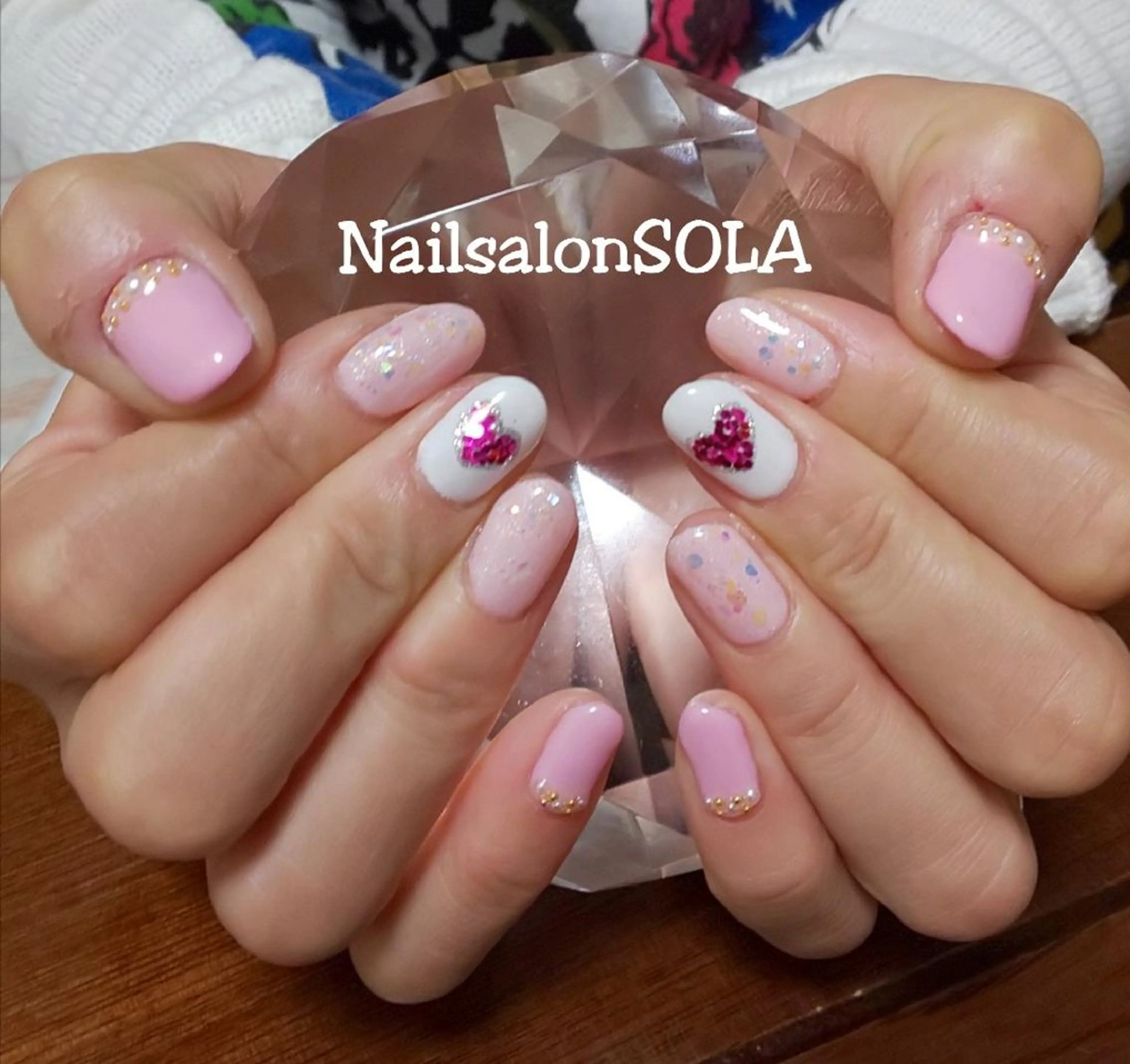 ネイル ハート ピンク ハンドネイル 田代 夏子のネイルデザイン