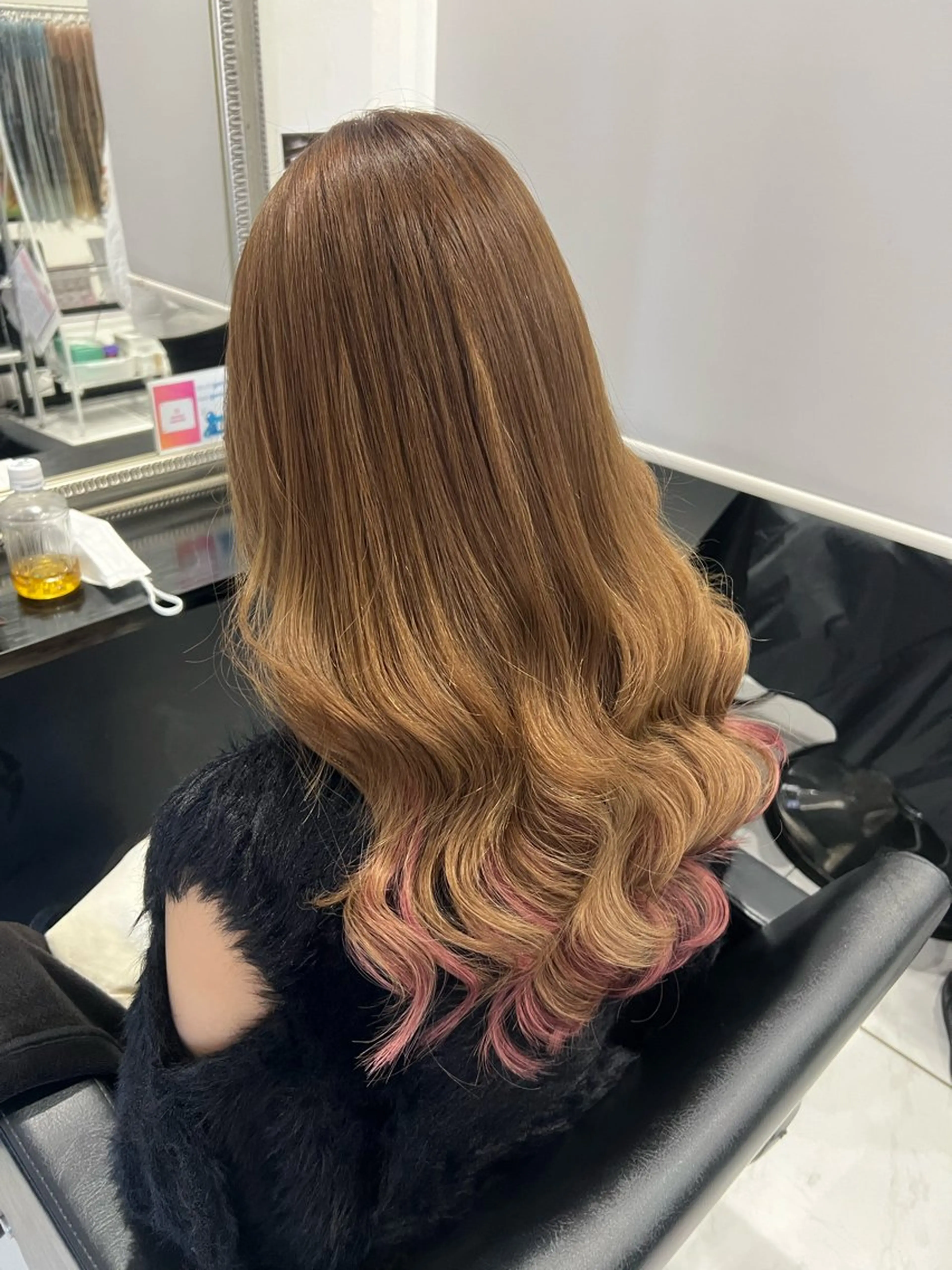 ロング カラー プルエクステ ベージュカラー ピンクカラー エクステ ヘアカラー トリートメント エクステ YUDU🍊 germe/ジェルムのヘアスタイル