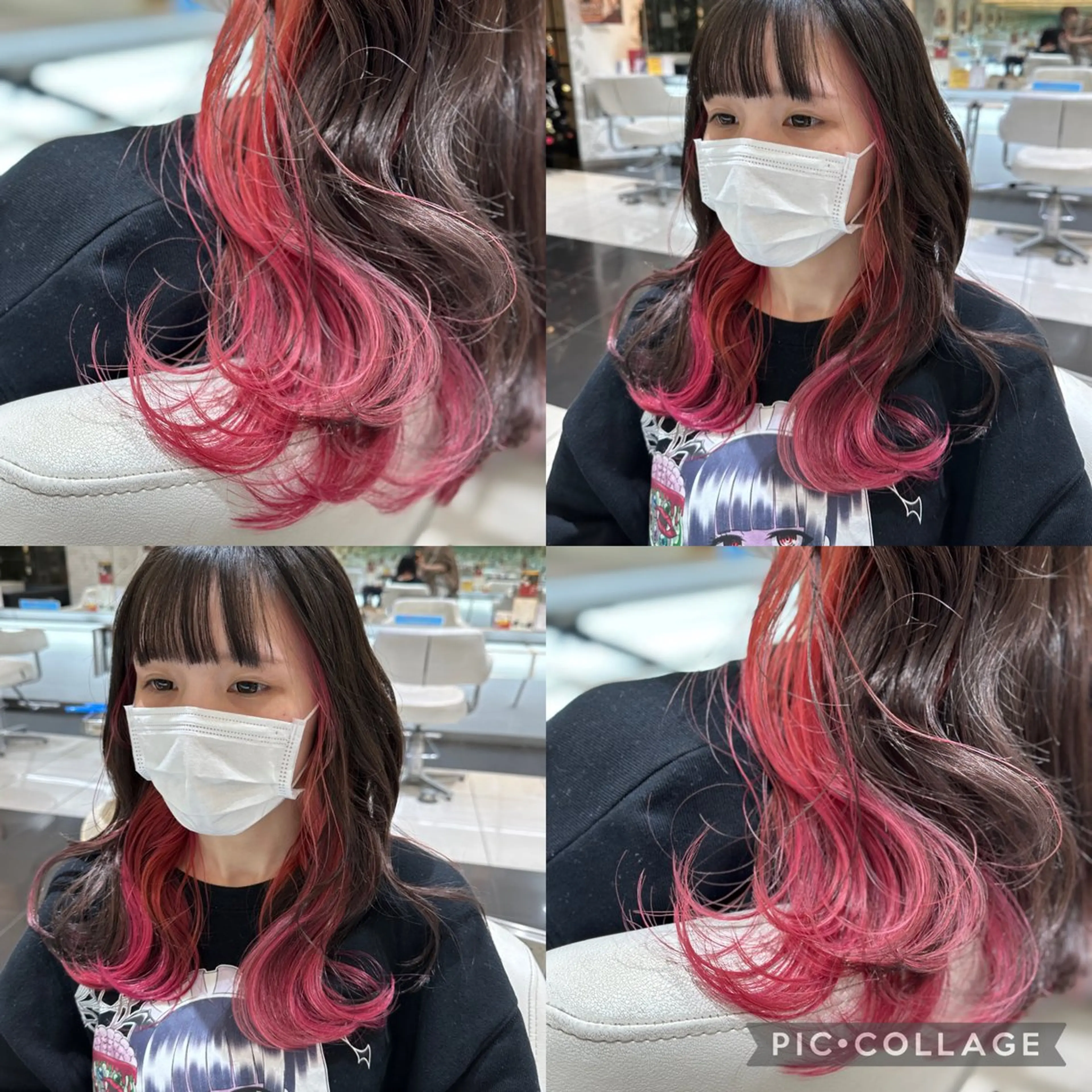 ロング カラー 黒髪 インナーカラー ピンクカラー 🌷レイヤーカット/ 透明感カラー🌷増田のヘアスタイル