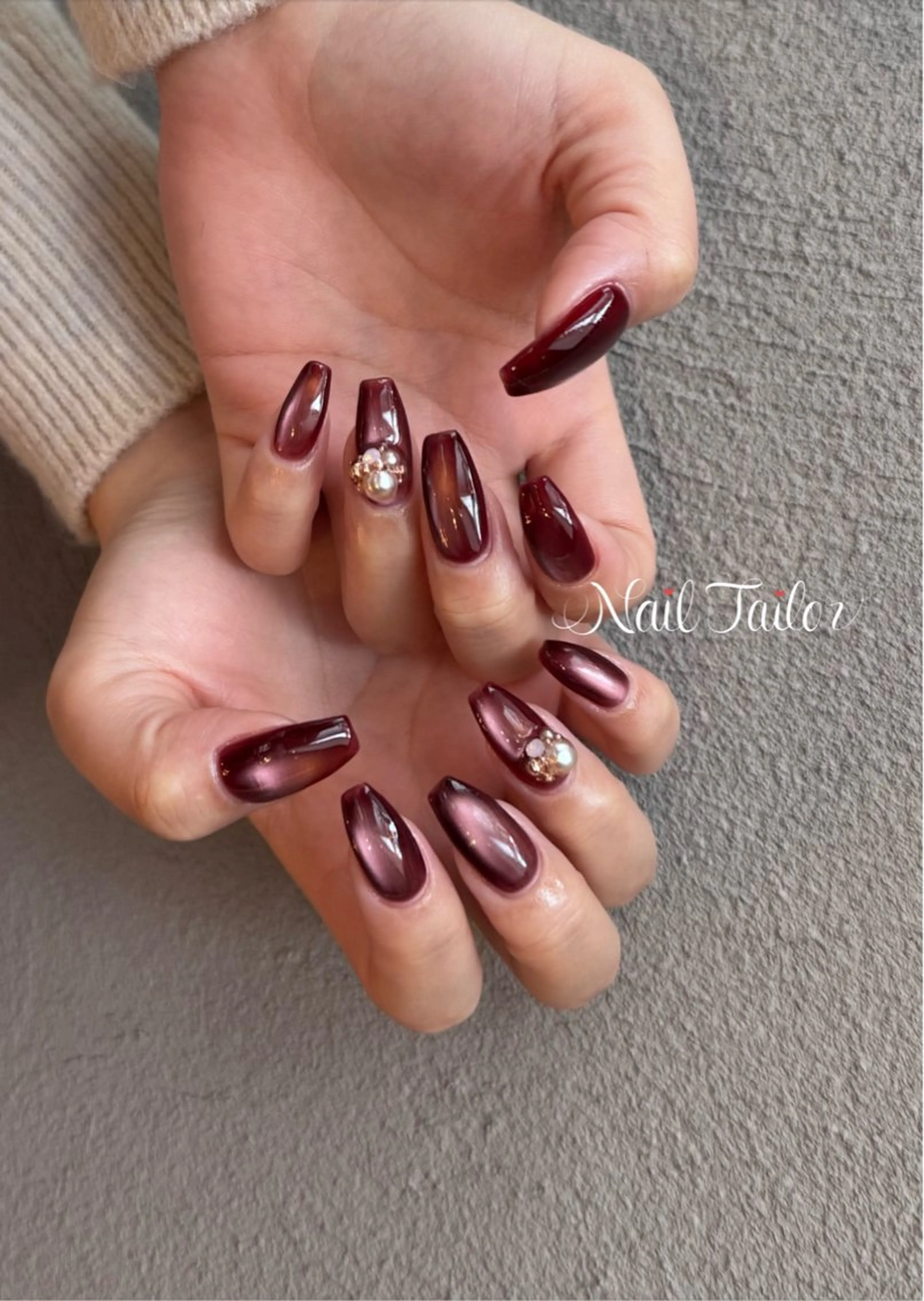 ネイル ボルドー マグネットネイル ハンドネイル 〜Nail Tailor〜 ネイルテイラー所属・NailTailor ネイルテイラーのネイルデザイン