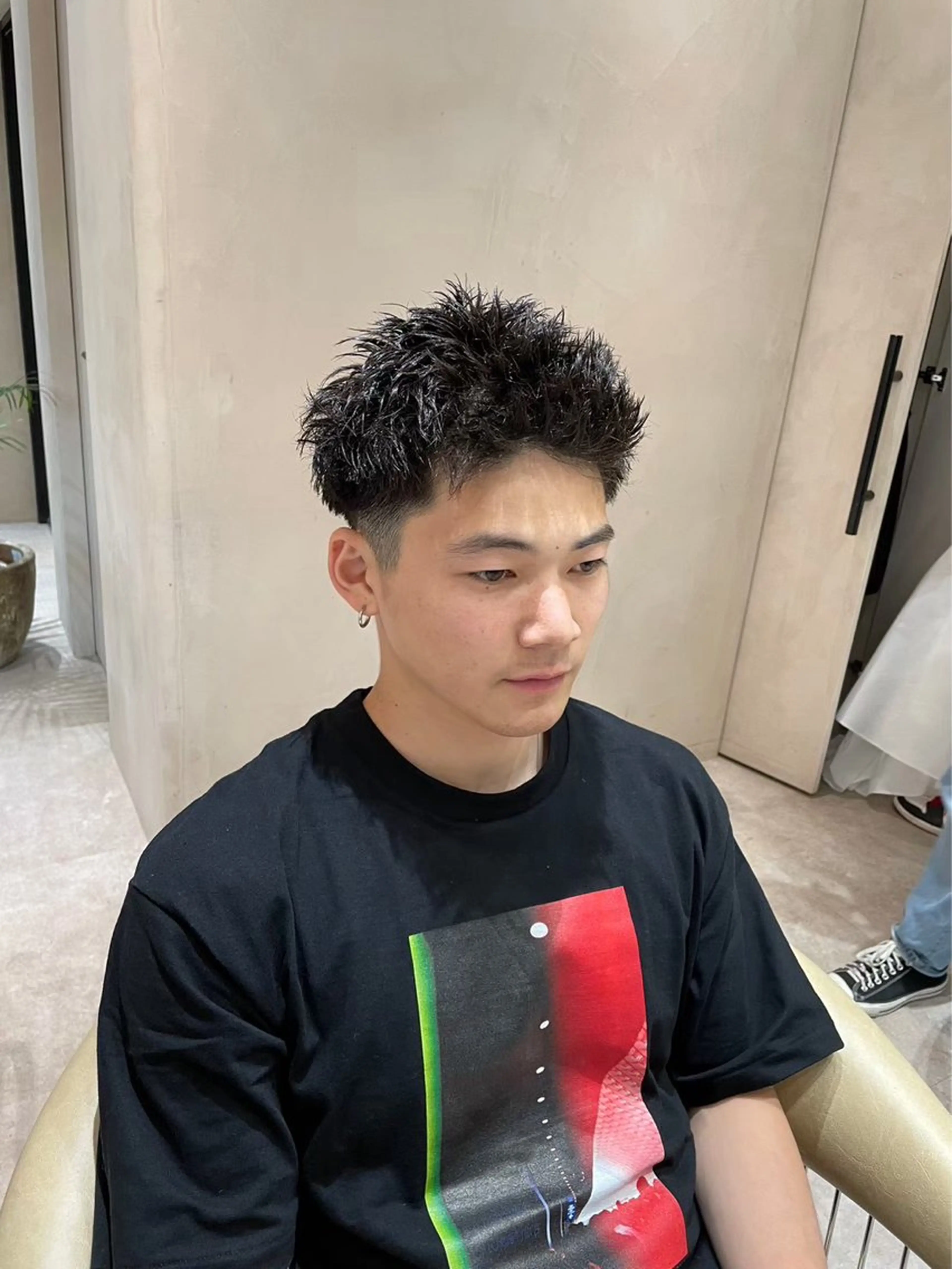 ショート パーマ メンズ メンズパーマ スパイキーショート ショートヘア カット パーマ メンズショート/ピン パーマ/新宿/フウガのヘアスタイル